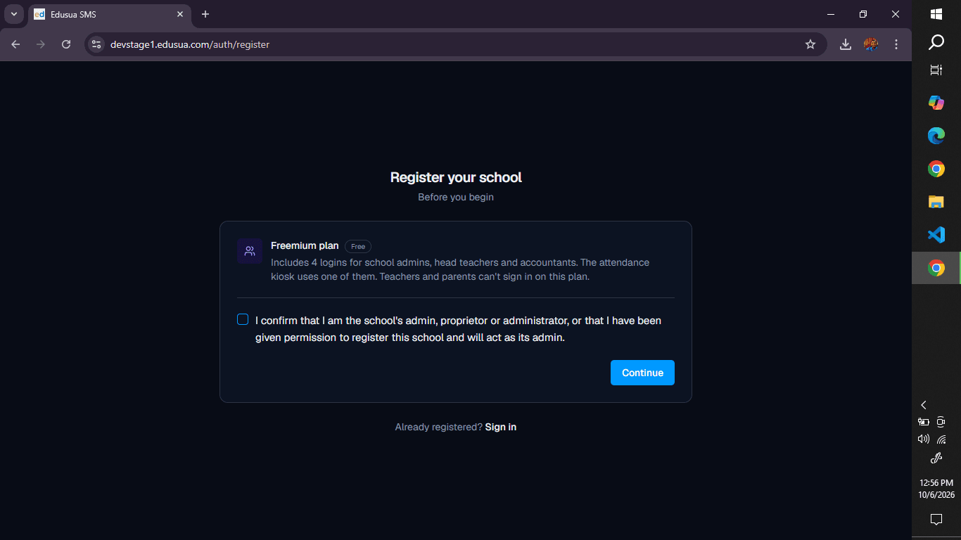 Step #2: Check the confirmation checkbox to verify administrator status and authority.