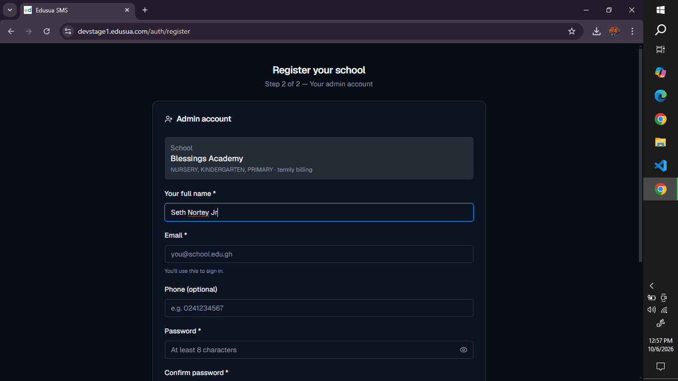 Step #2: Click the admin email field and enter your personal administrative email address.