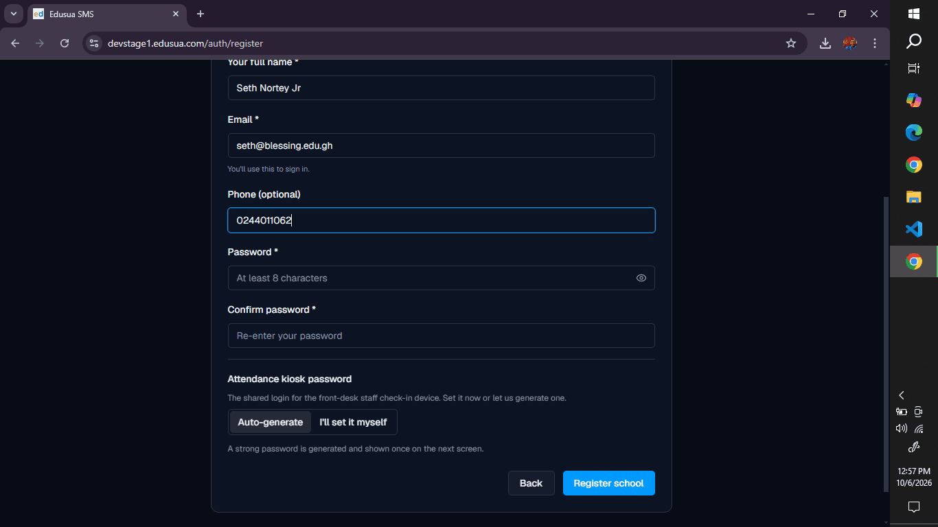Step #4: Click the Password field and enter a secure administrative password.