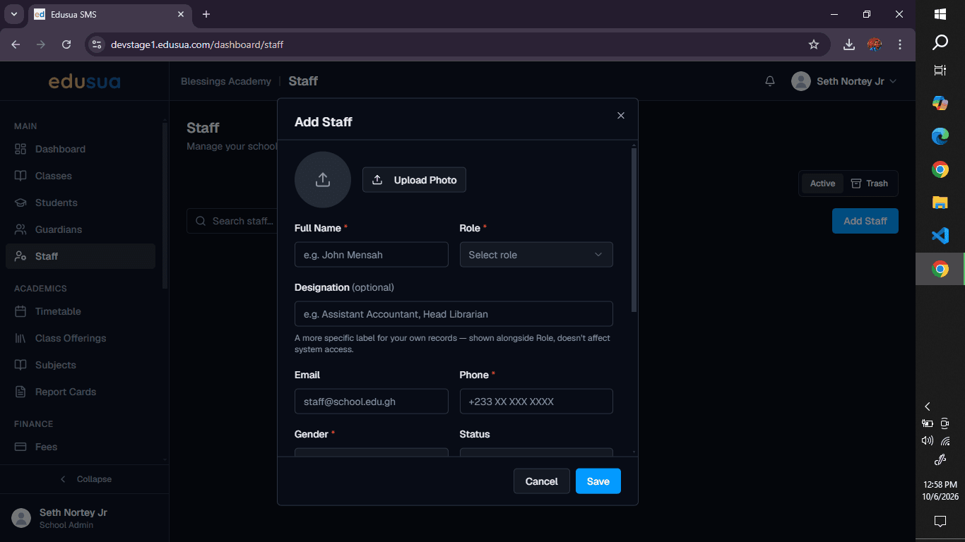 Step #3: Click the Full Name field and type the employee's name.