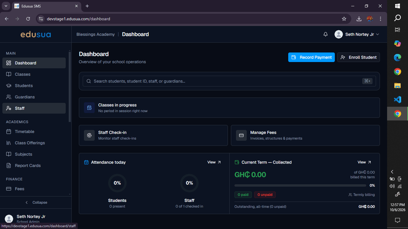 Step #1: Click Staff in the navigation sidebar.