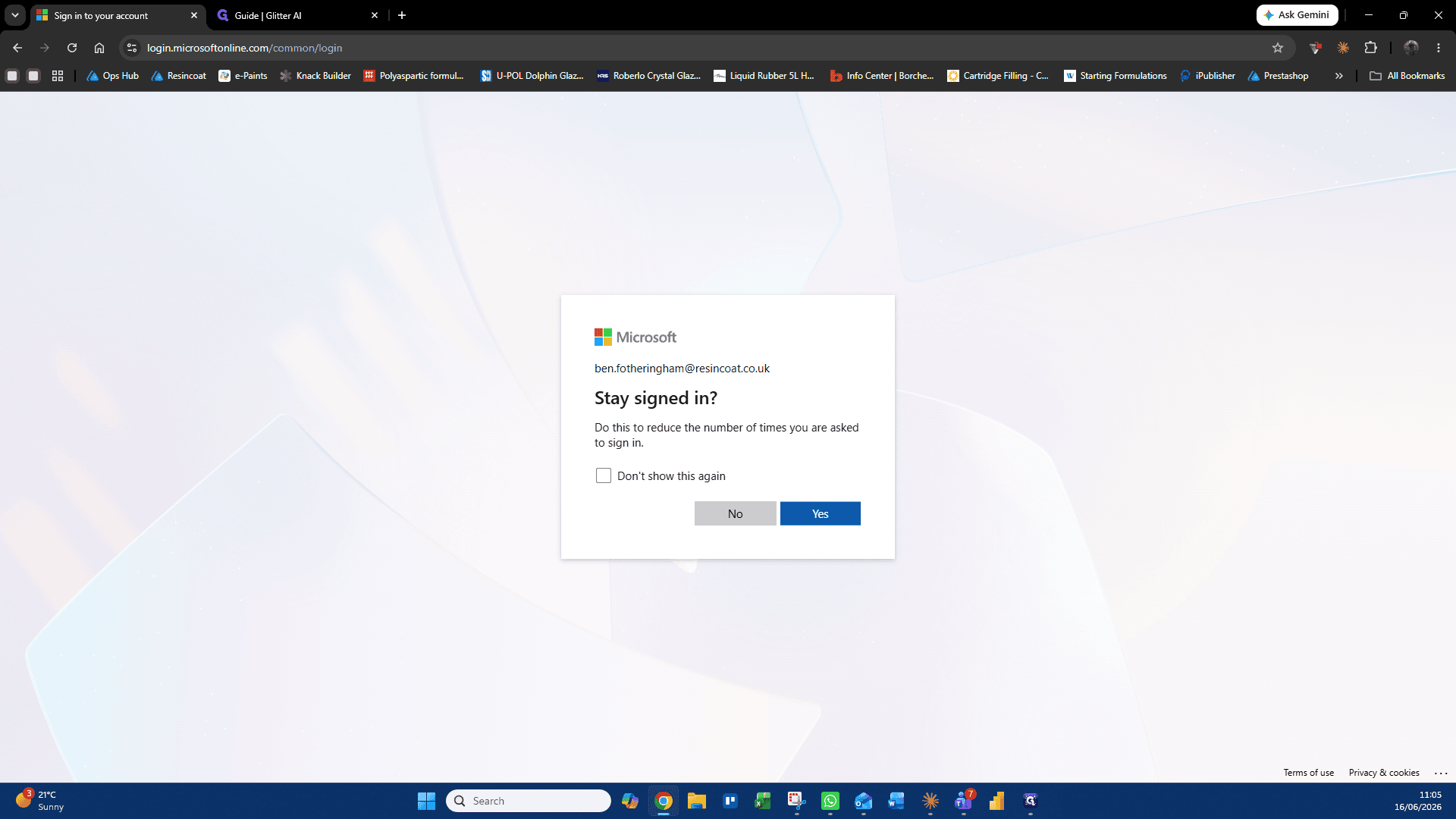 Step #4: Click Yes or No on the "Stay signed in?" prompt.