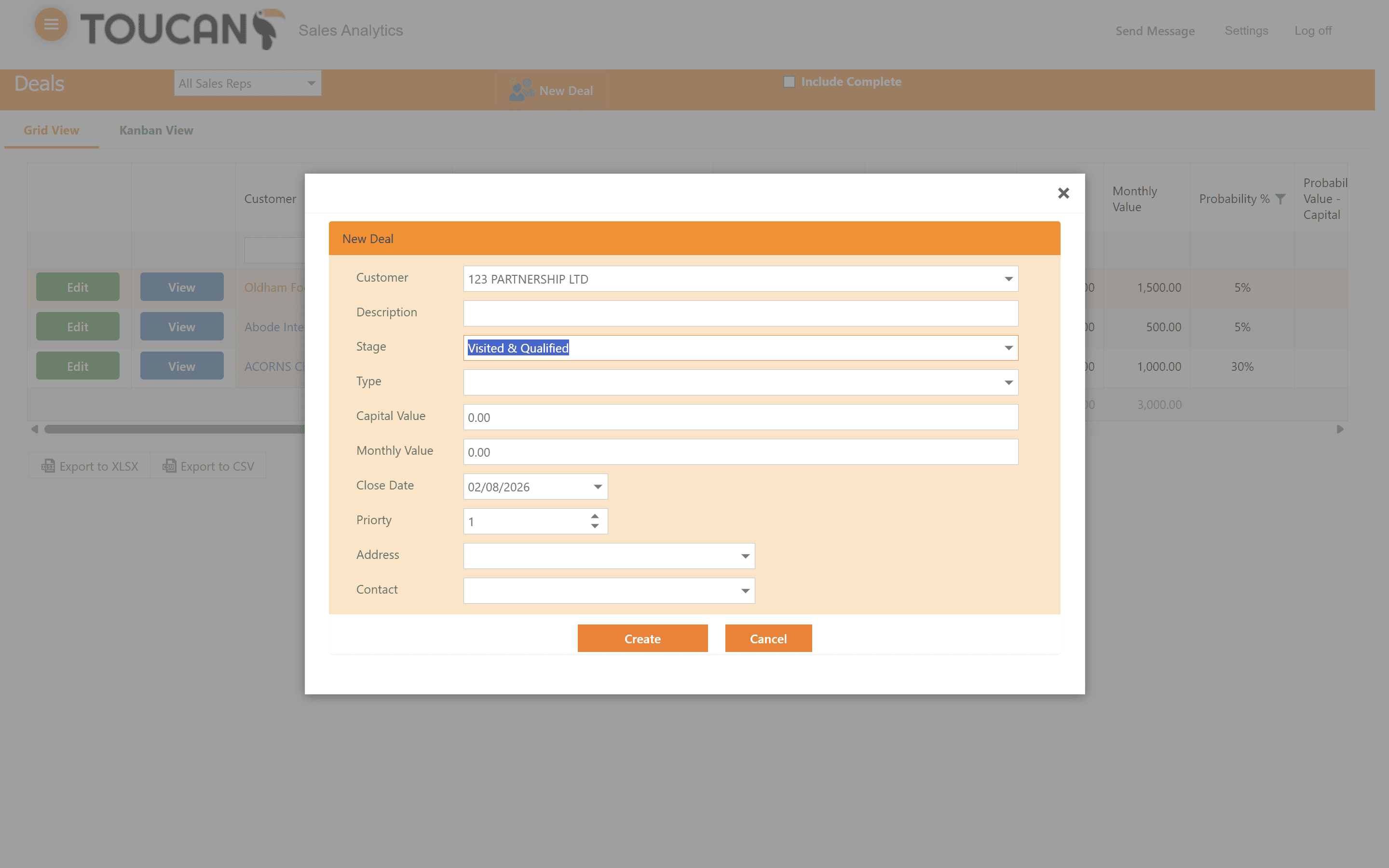 Step #16: Select the applicable starting stage, such as Visited & Qualified.