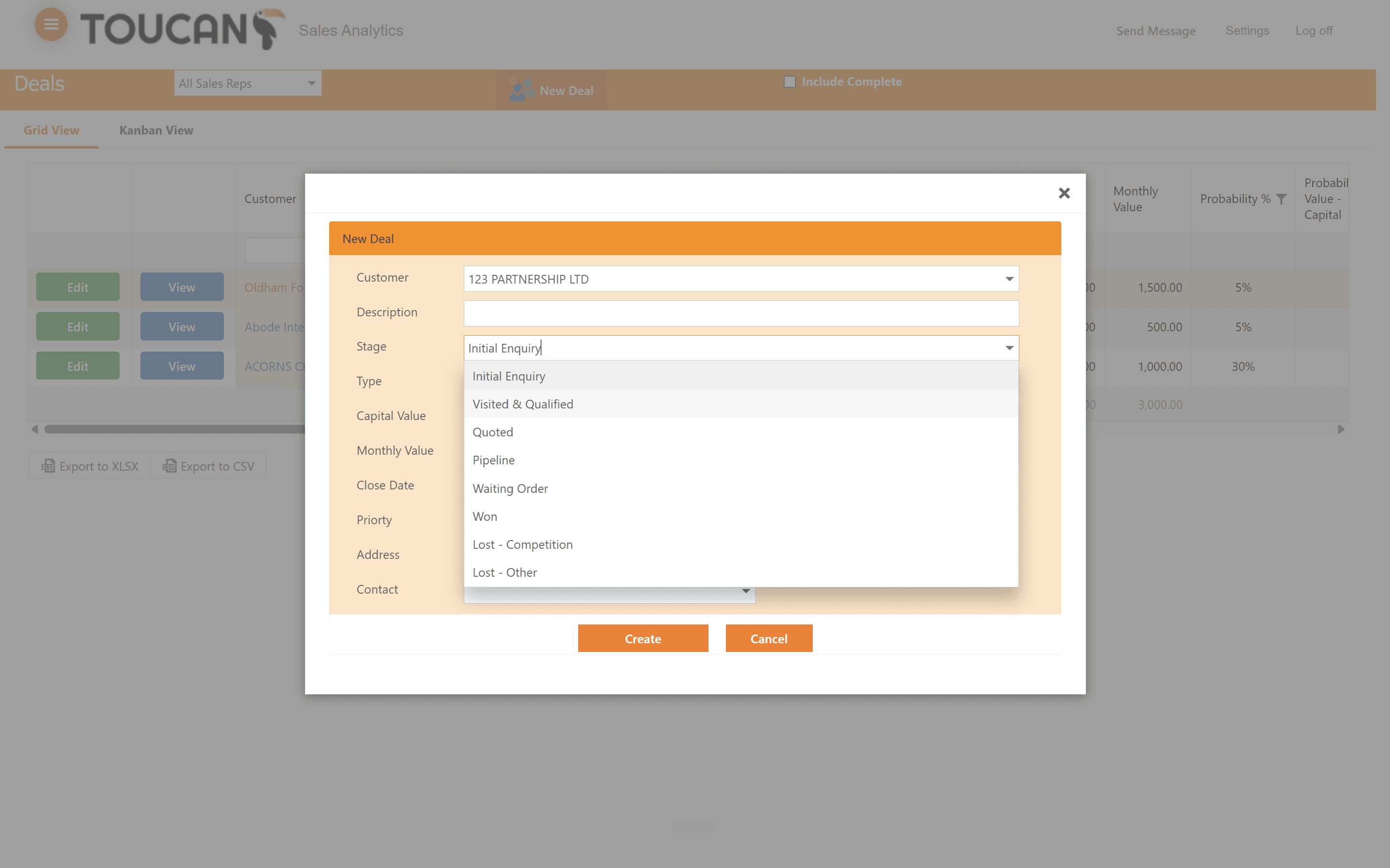 Step #15: Click the Stage dropdown to define the initial pipeline status.