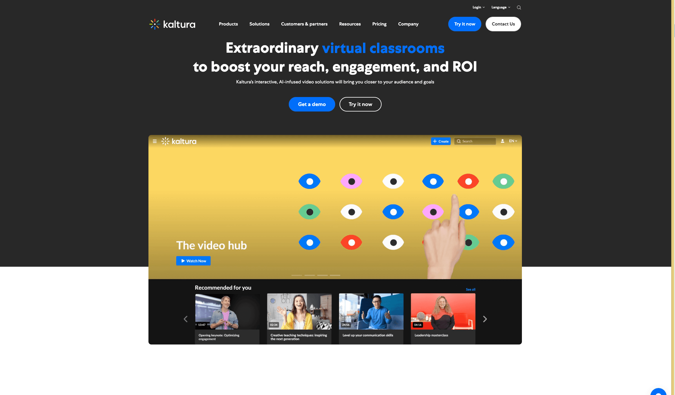 Step #1: First, go to the Kaltura homepage.