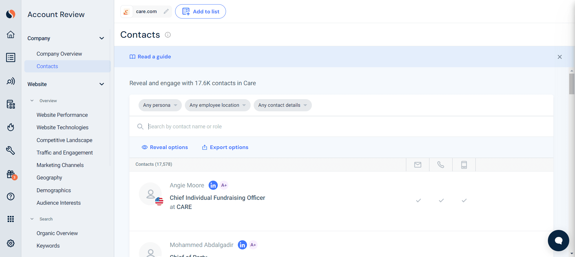 Step #4: Type the name or title of the person you are looking for a contact for under the orange circle in the screenshot below.