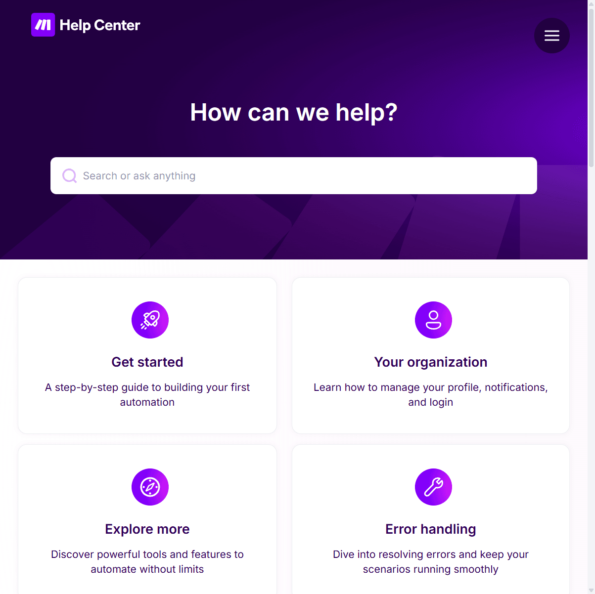 Step #107: Cliquez sur "How can we help ?"