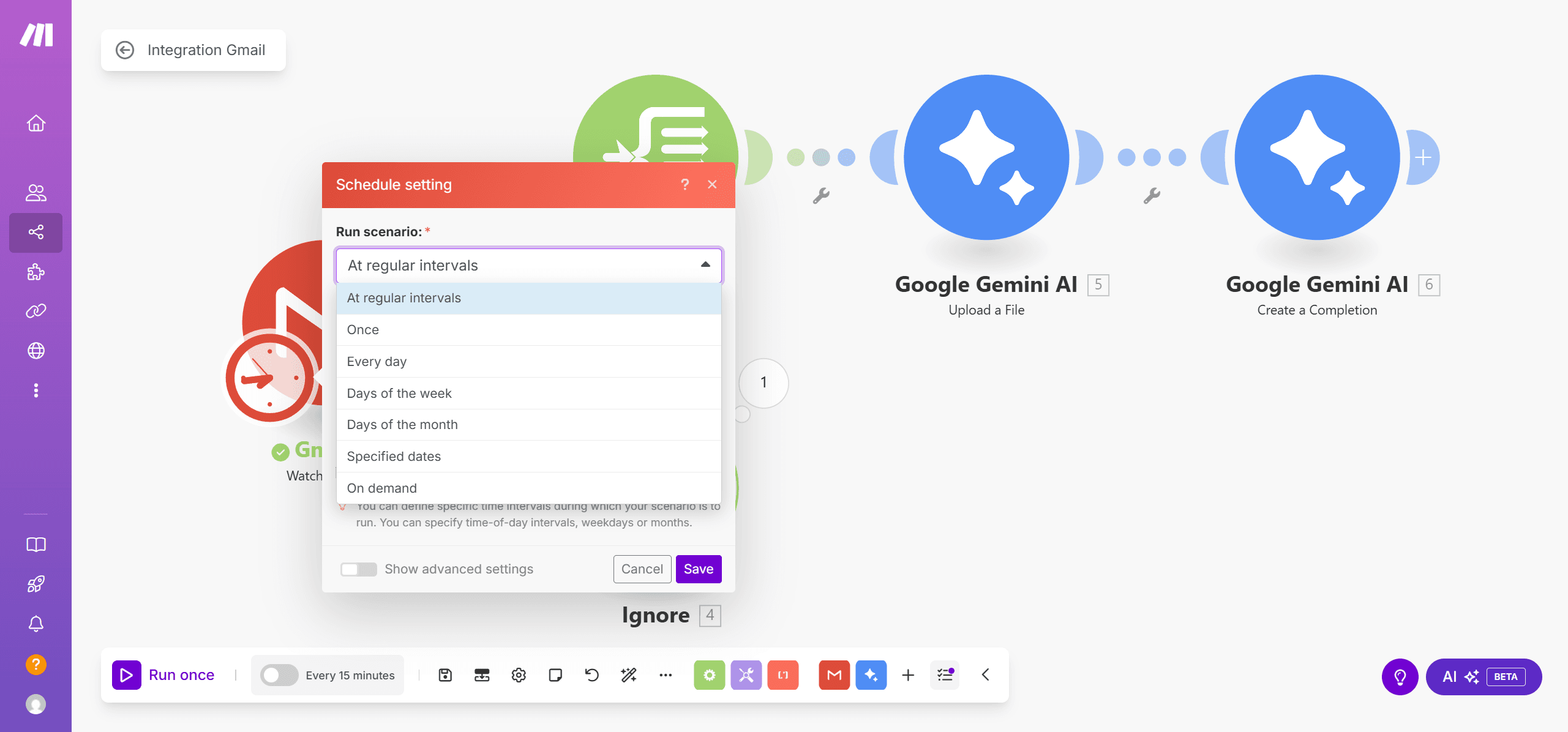 Step #203: Cliquez sur "Schedule setting"