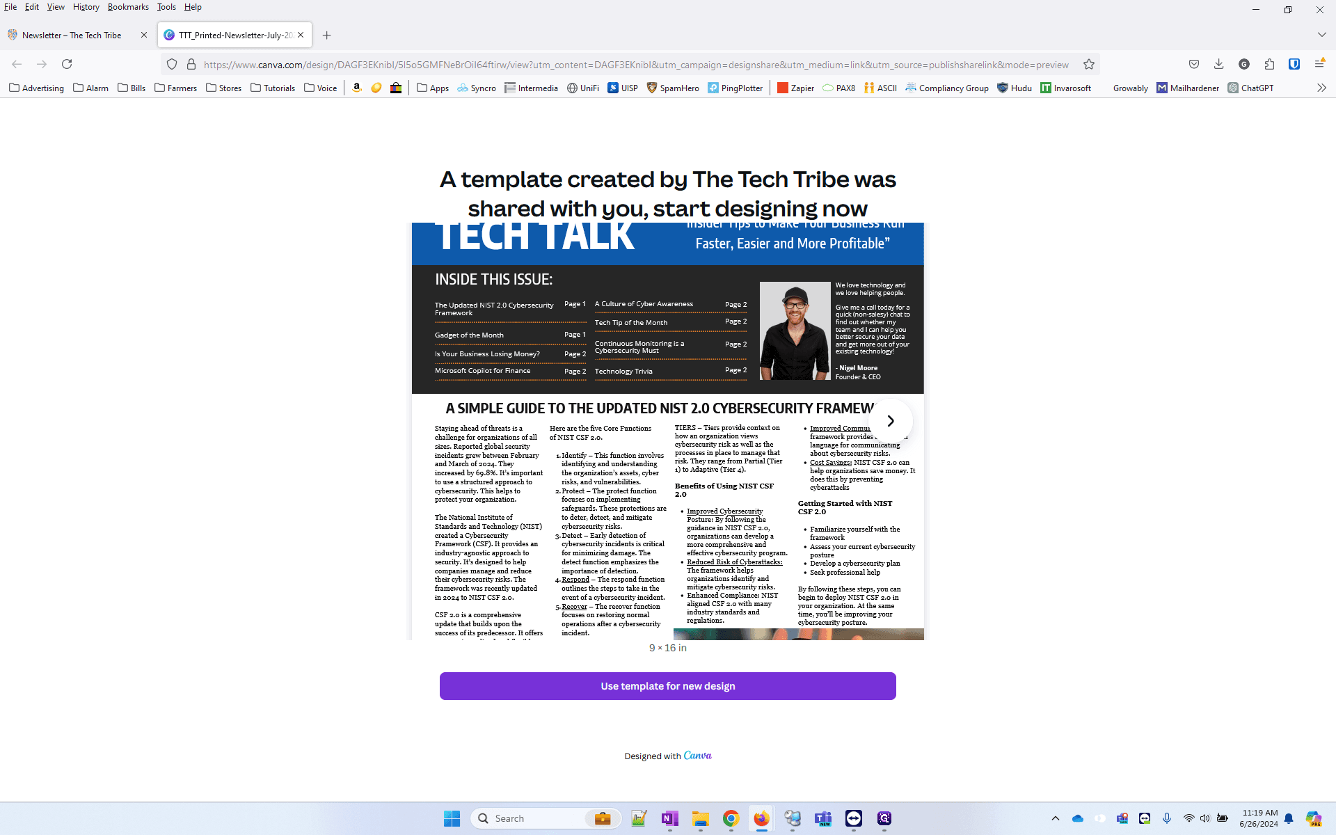 Step #3: Click Use Template for New Design to import it into Canva
