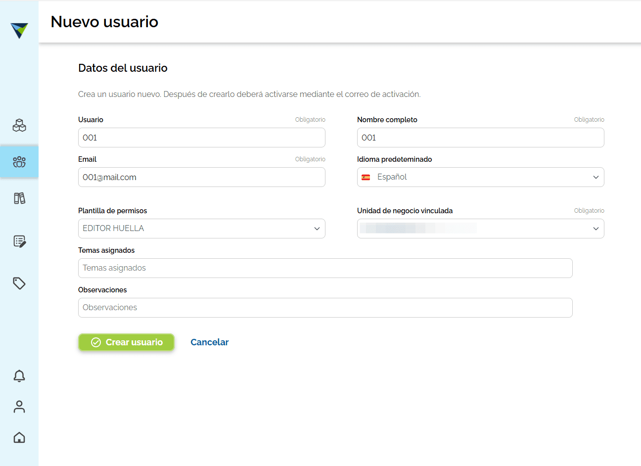 Step #6: Haz clic en «Crear usuario» para guardar y crear la cuenta.