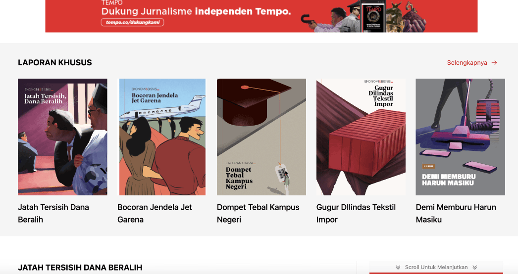 Step #28: Selanjutnya Redaksi dapat menuju ke Tempo Single Brand untuk mengecek apakah Fokus yang dibuat, berhasil tampil di web.