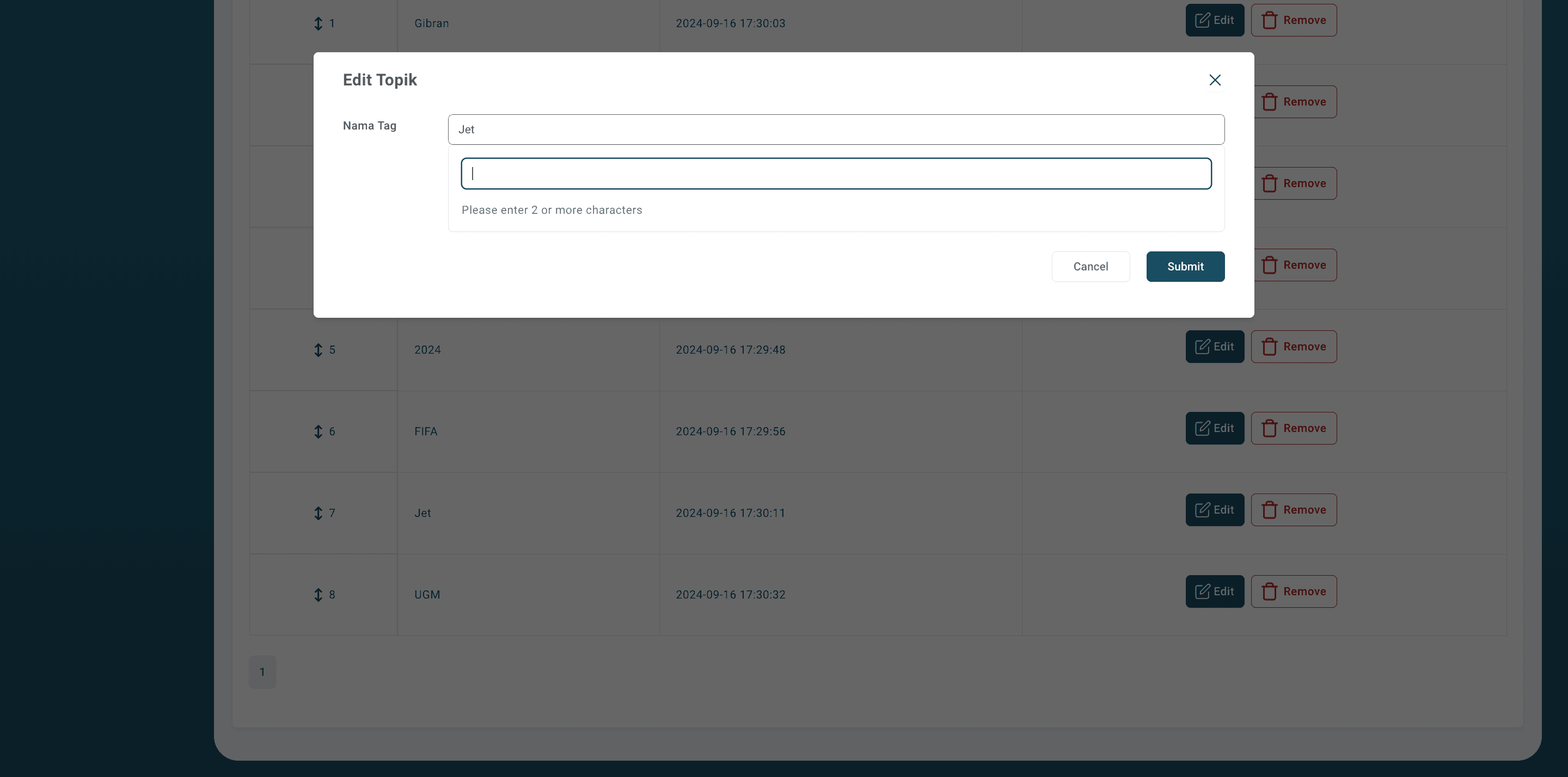 Step #19: Skema/alur untuk edit Tag, sama dengan alur saat Redaksi menambahkan Tag baru
