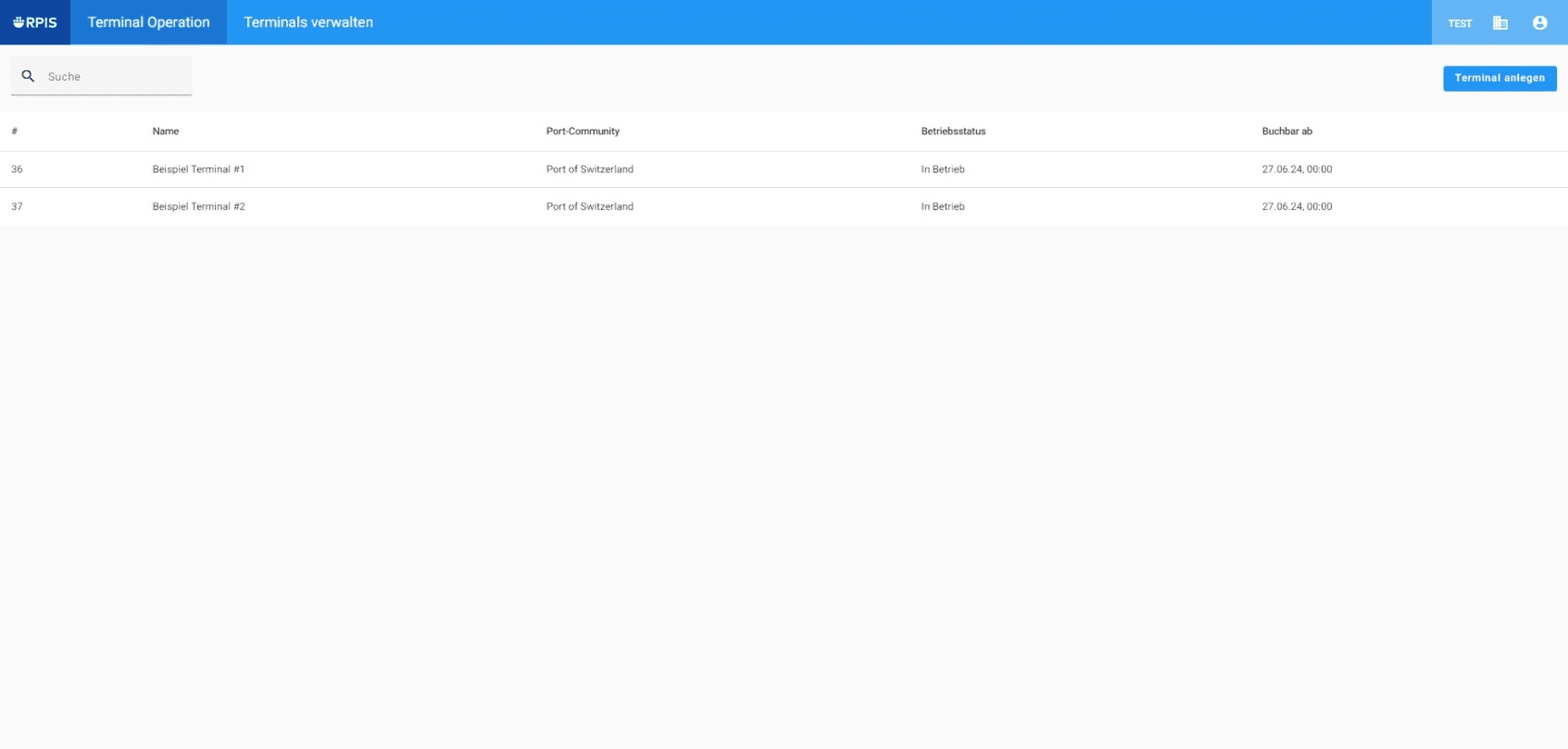 Step #14: Das neue angelegte Terminal in der Liste aller Terminals
