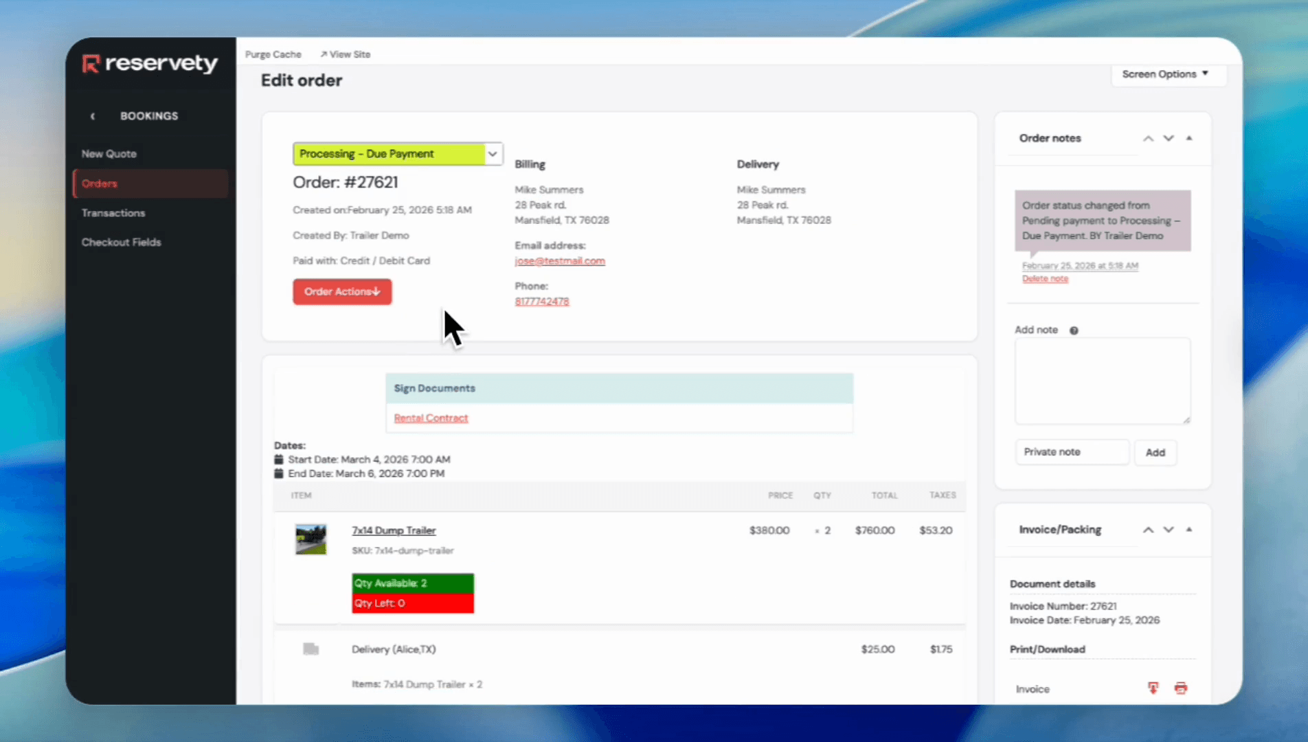 Step #5: Click the Order Actions button.