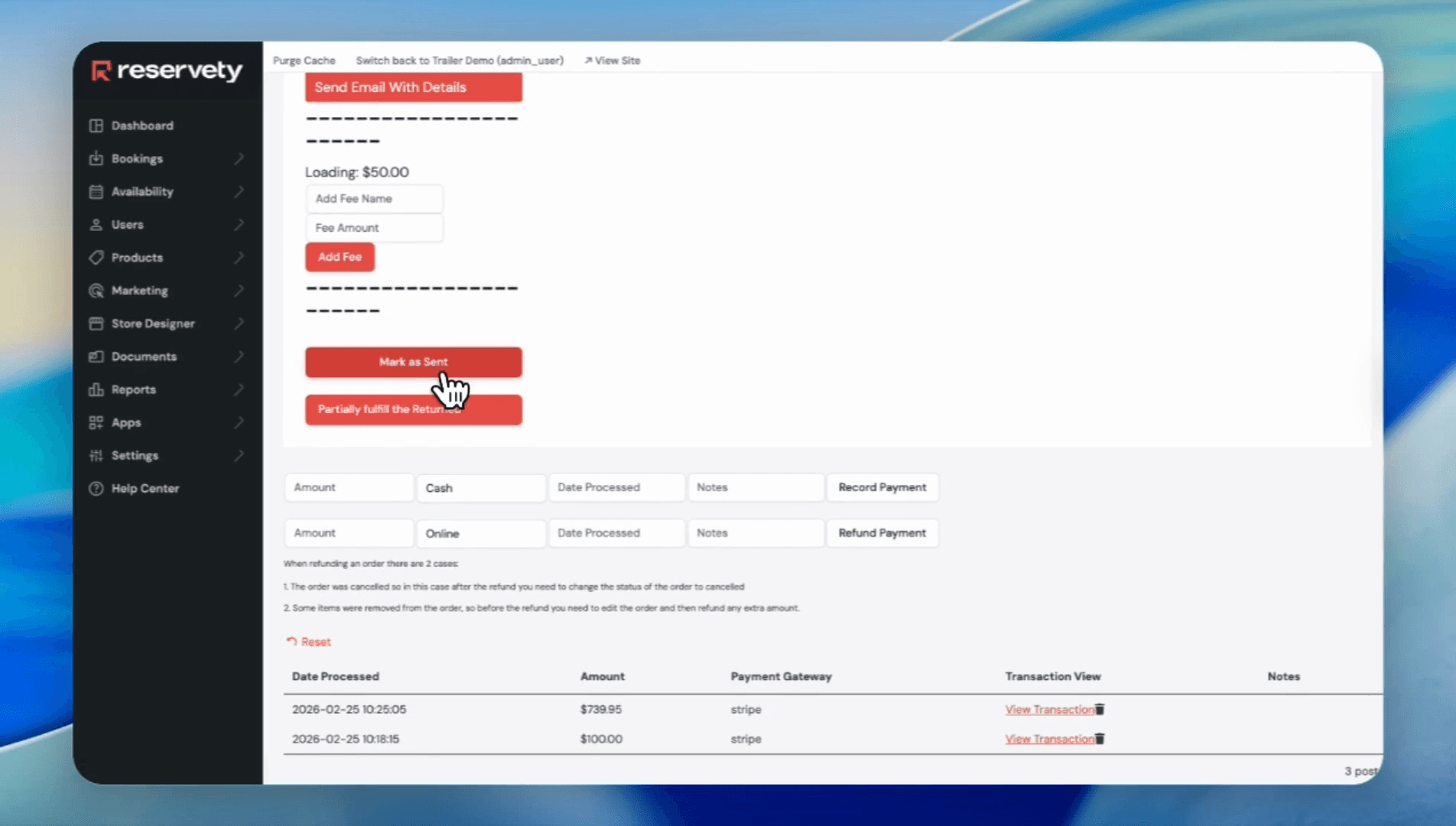 Step #24: Click the Mark as Sent button if the order is ready. The system will show the order as fulfilled, completing the process.