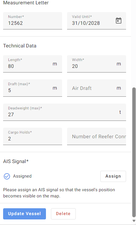 Step #5: At the very bottom, click "Update Vessel".