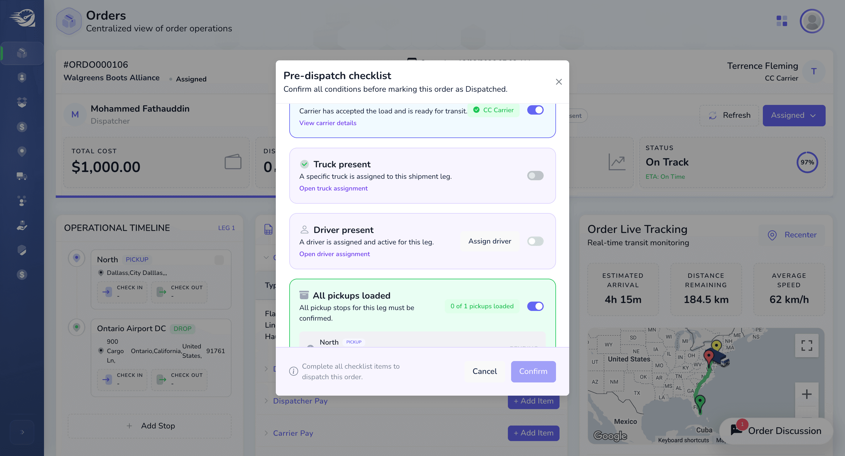 Step #49: Pre-Dispatch Dialog