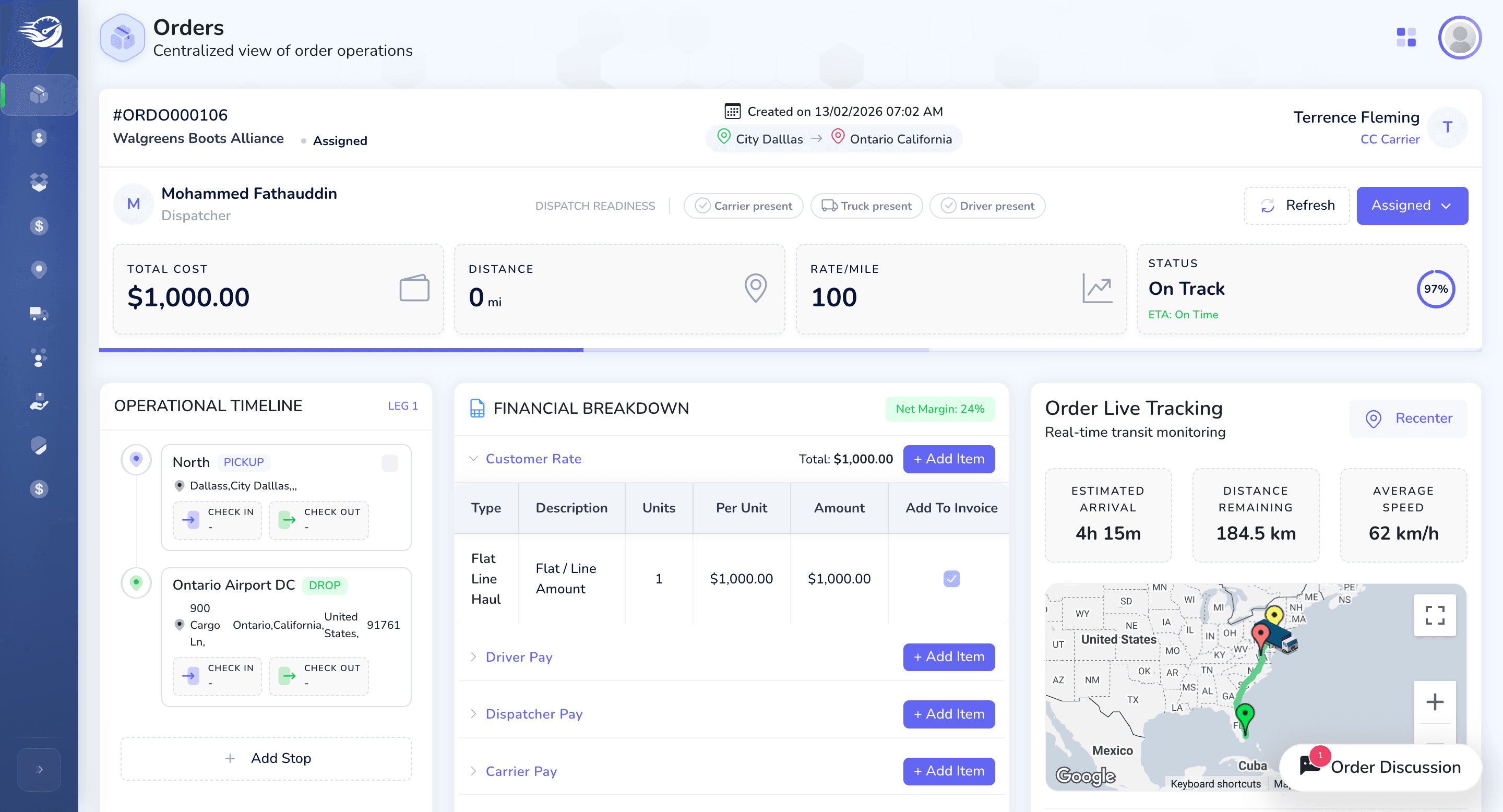Step #46: Dispatched Status Flow