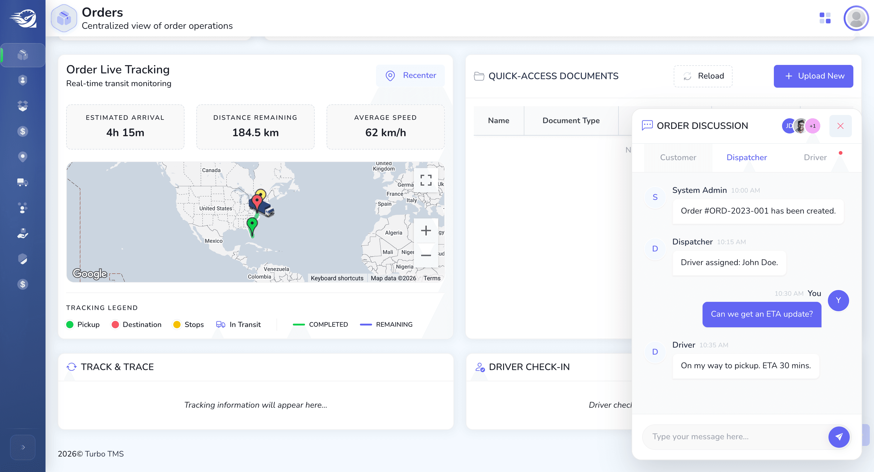 Step #75: Broker will have the option to chat with Customer, Dispatcher and Shipper directly from here