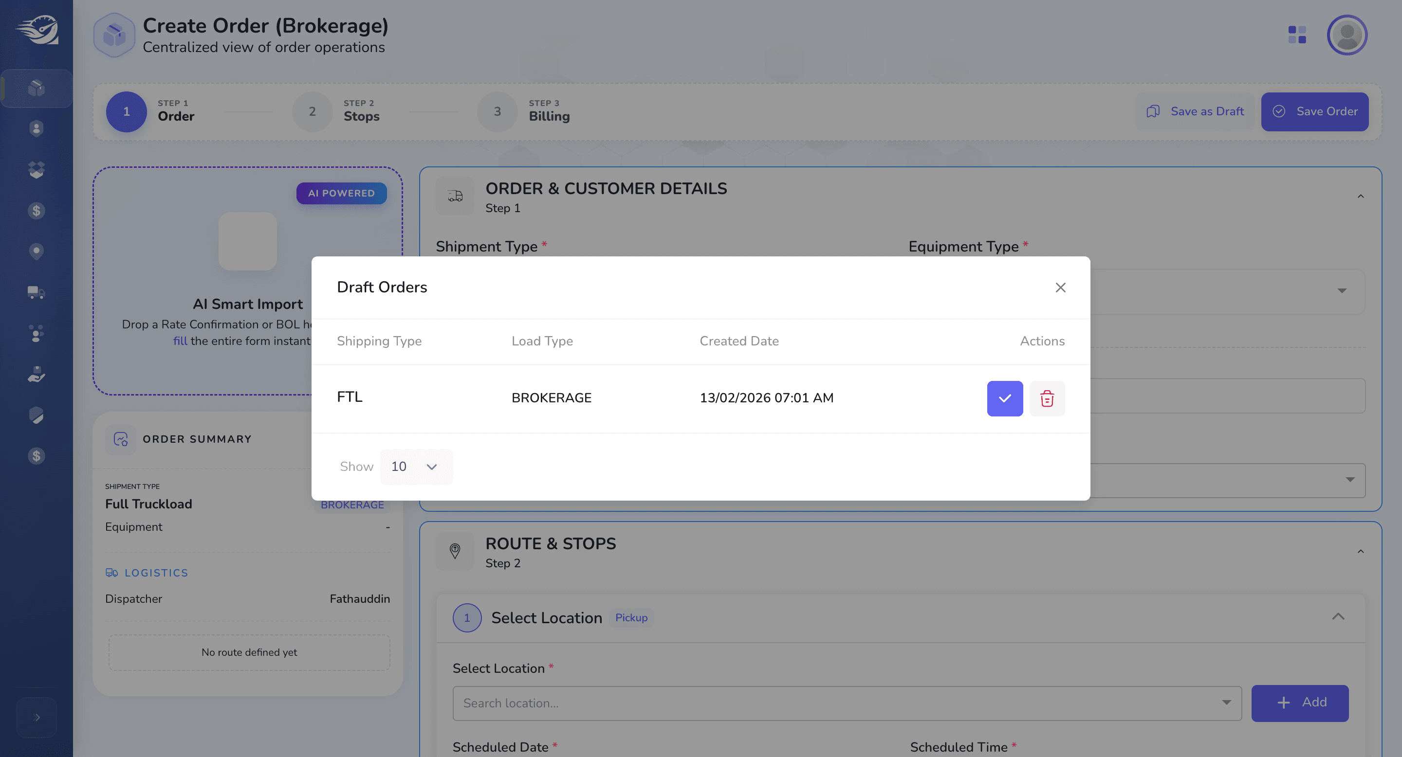 Step #36: Draft Order Popup