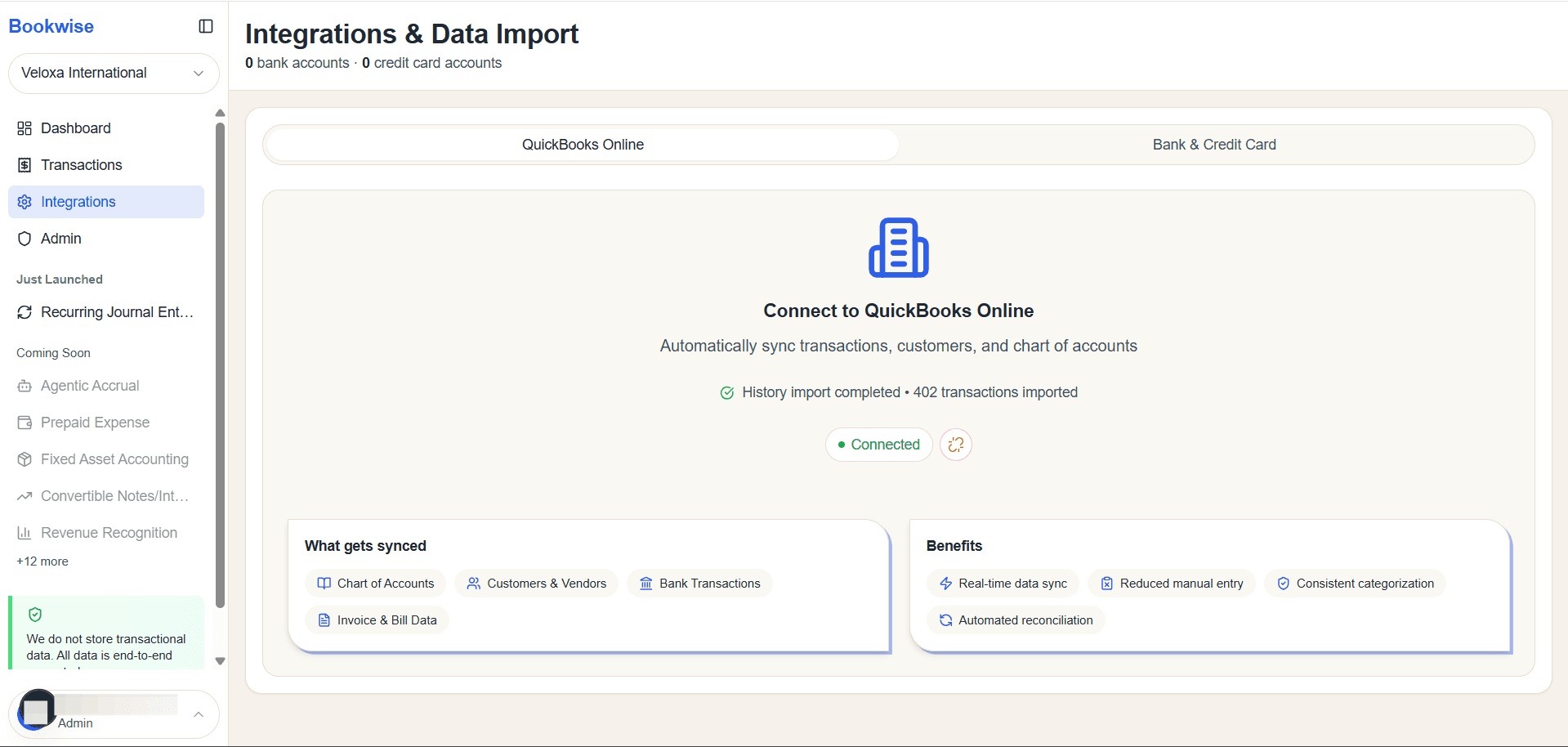 Step #1: Go to Integrations page's Quickbooks Online table Click on "Disconnect" button