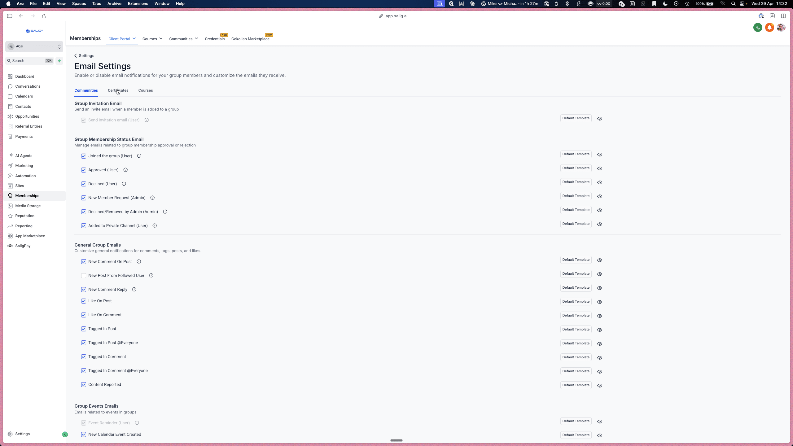 Step #3: Click Certificates to manage any completion certificates tied to your portal.