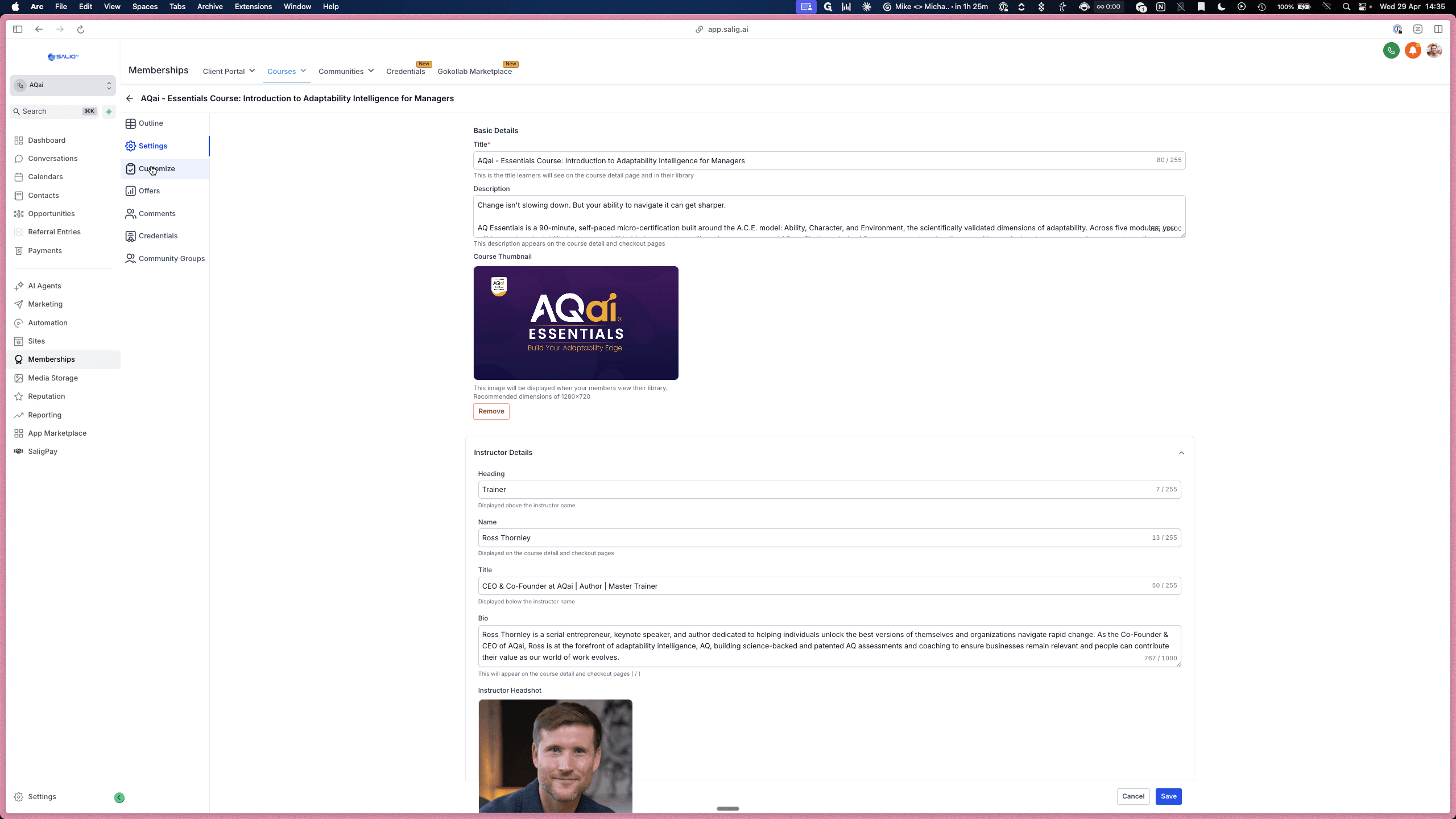 Step #12: In the left sidebar, click Customize.