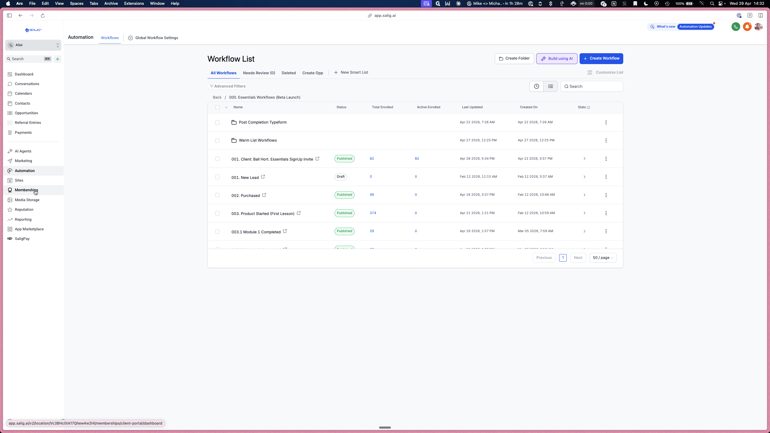 Step #1: Click Memberships in the left-hand navigation menu.