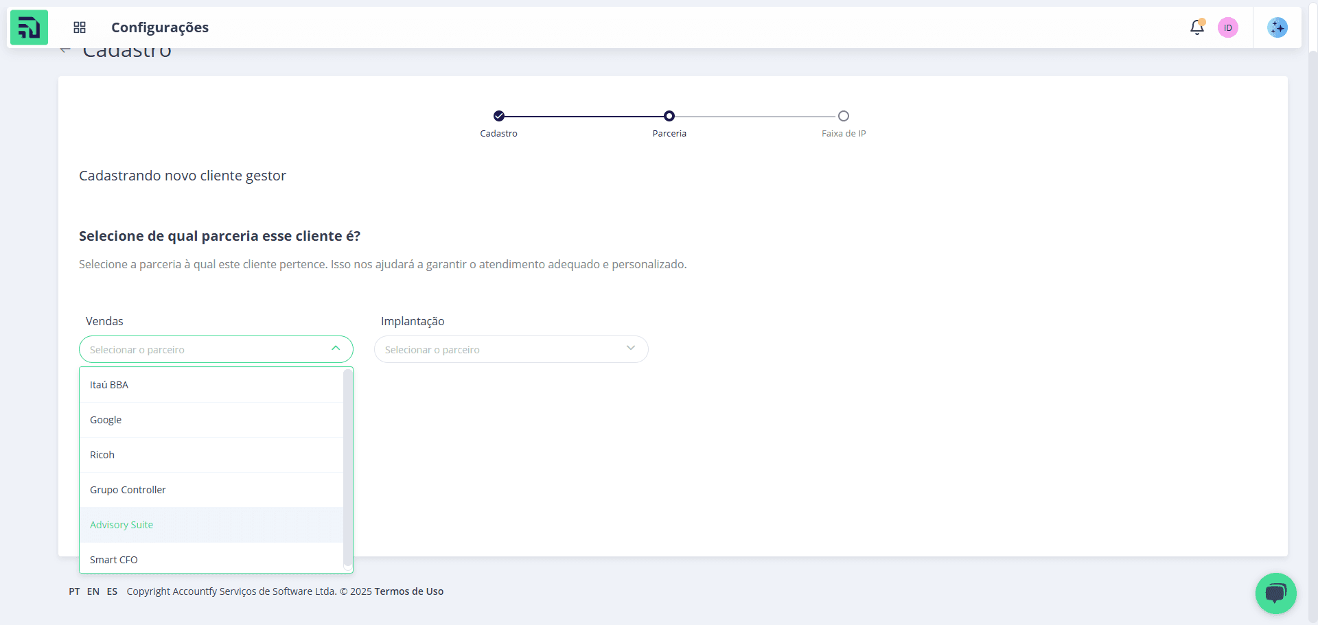 Step #7: Clique na opção "Advisory Suite" que representa um parceiro fictício para ver como a personalização whitelabel se aplica.