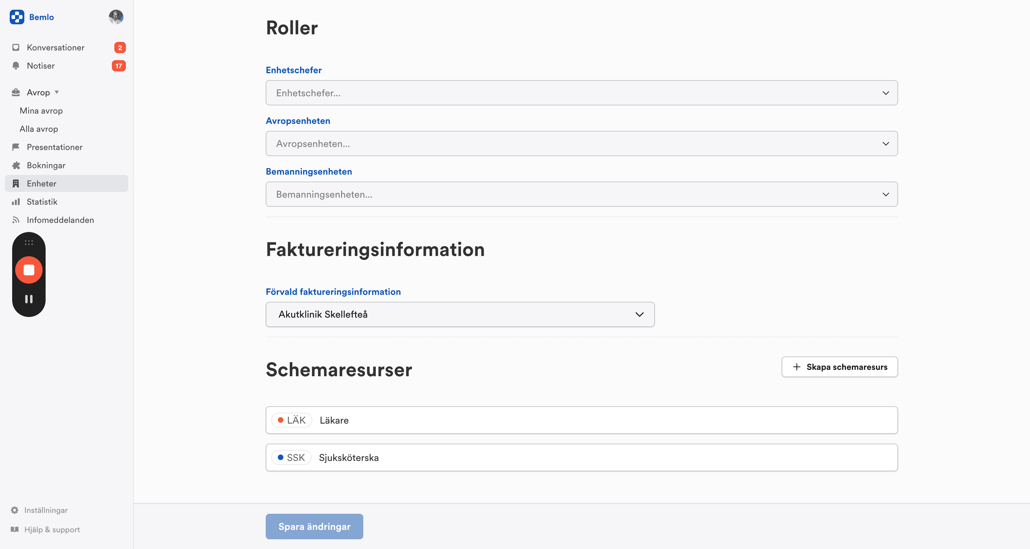 Step #7: Click "Schemaresurser"