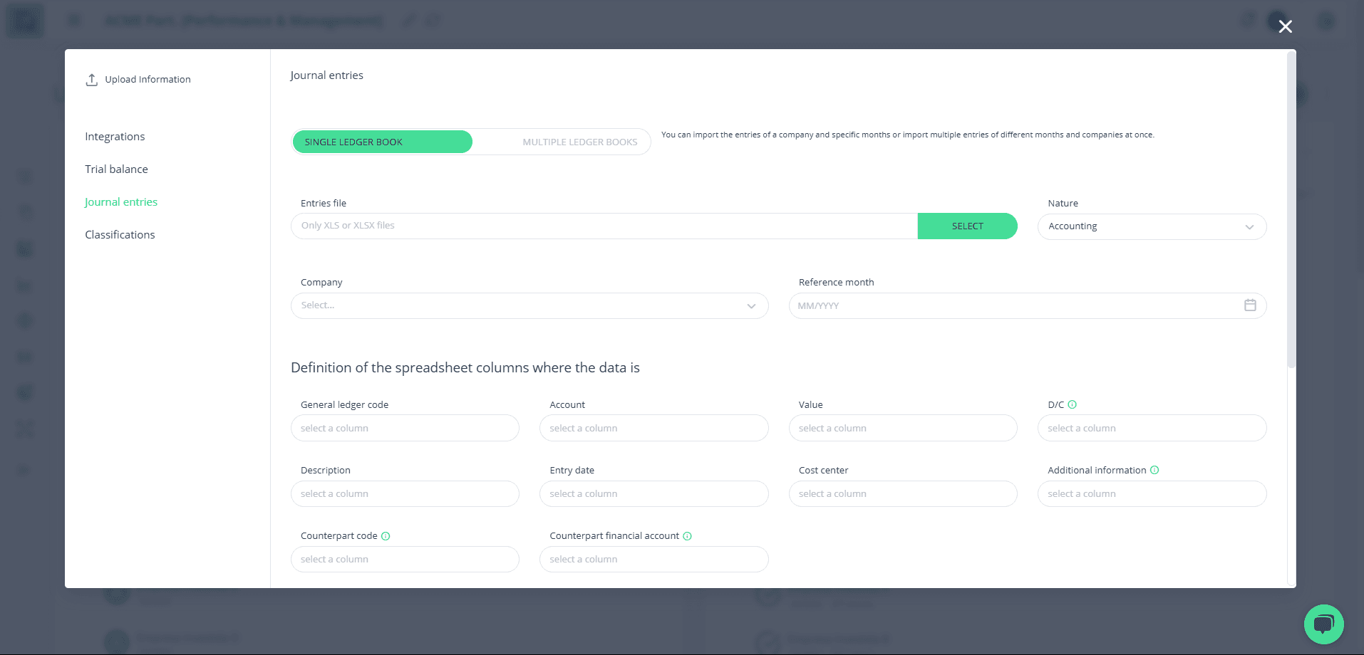 Step #5: Modal de upload de Razão Único