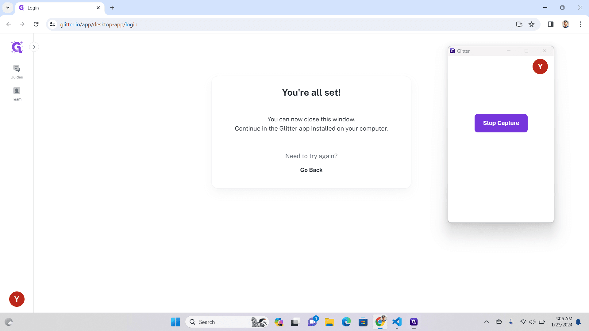 Step #1: Click "in the Glitter app installed on your computer"