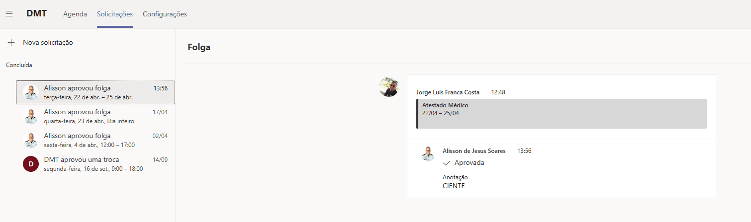 Step #11: Solicitações – Examine e responda às solicitações de folga, abra turnos, permuta de turno e dispensas.