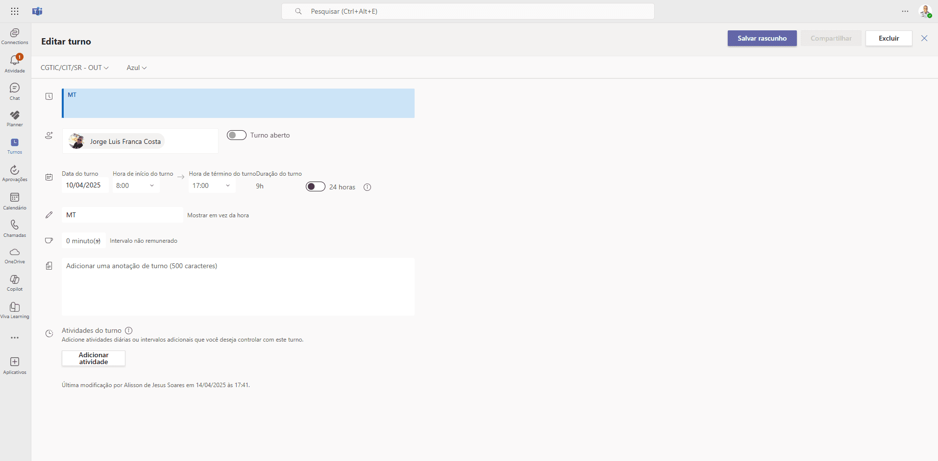 Step #8: Configurações de agendamento – Em configurações de Turno, defina as opções de agendamento e escolha os recursos Shifts que você deseja disponibilizar para sua equipe.