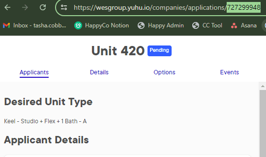 Step #5: Grab the Application ID from the URL string (Example: 727299948)