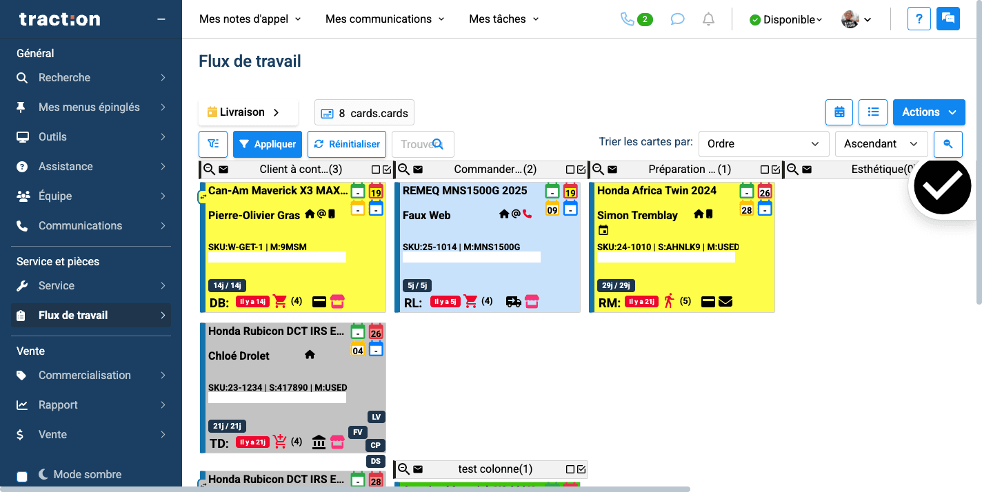 Step #2: Cliquez sur la carte que vous voulez envoyer à l'horaire des techniciens