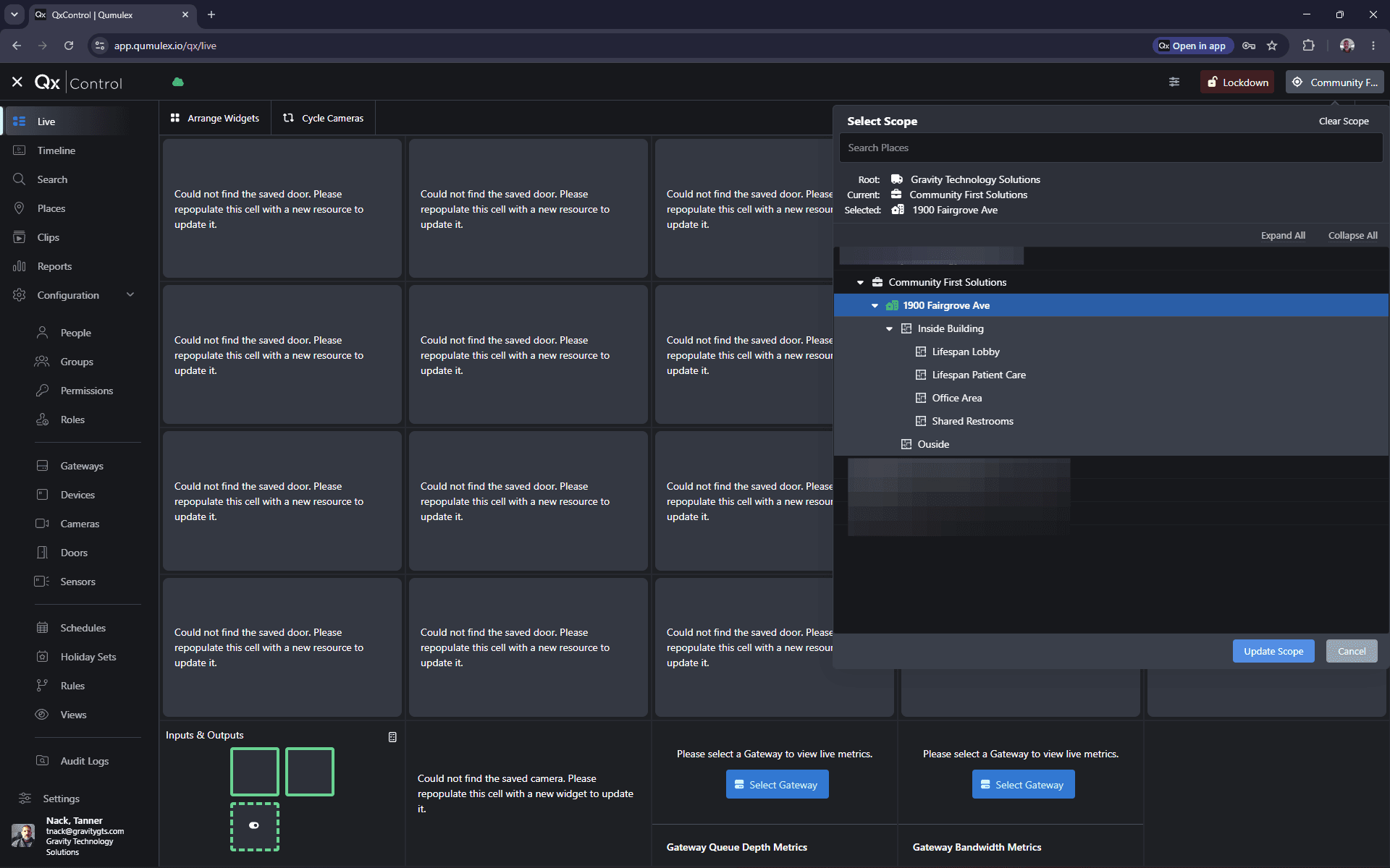 Step #4: Select your specific location scope from the top-right menu (e.g., 1900 Fairgrove Ave) and click Update Scope.
