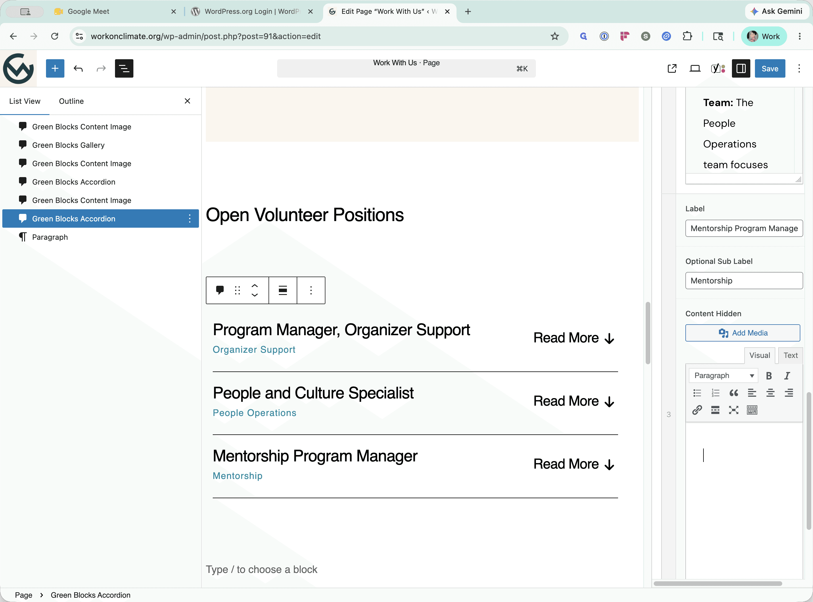 Step #5: Fill out the Optional Sub Label and paste the full position details into the main content editor.