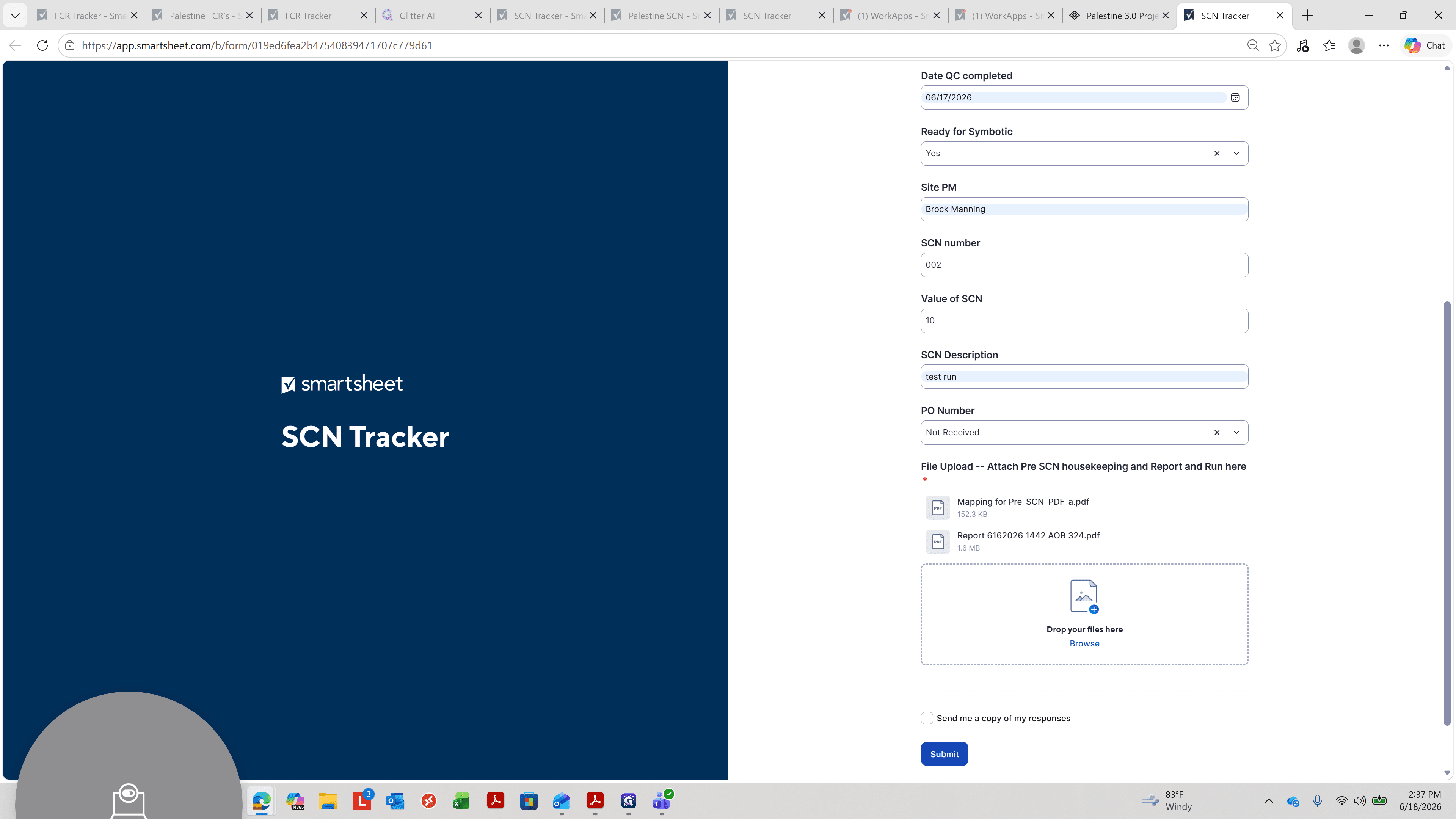 Step #21: Click Submit to finalize the SCN entry.