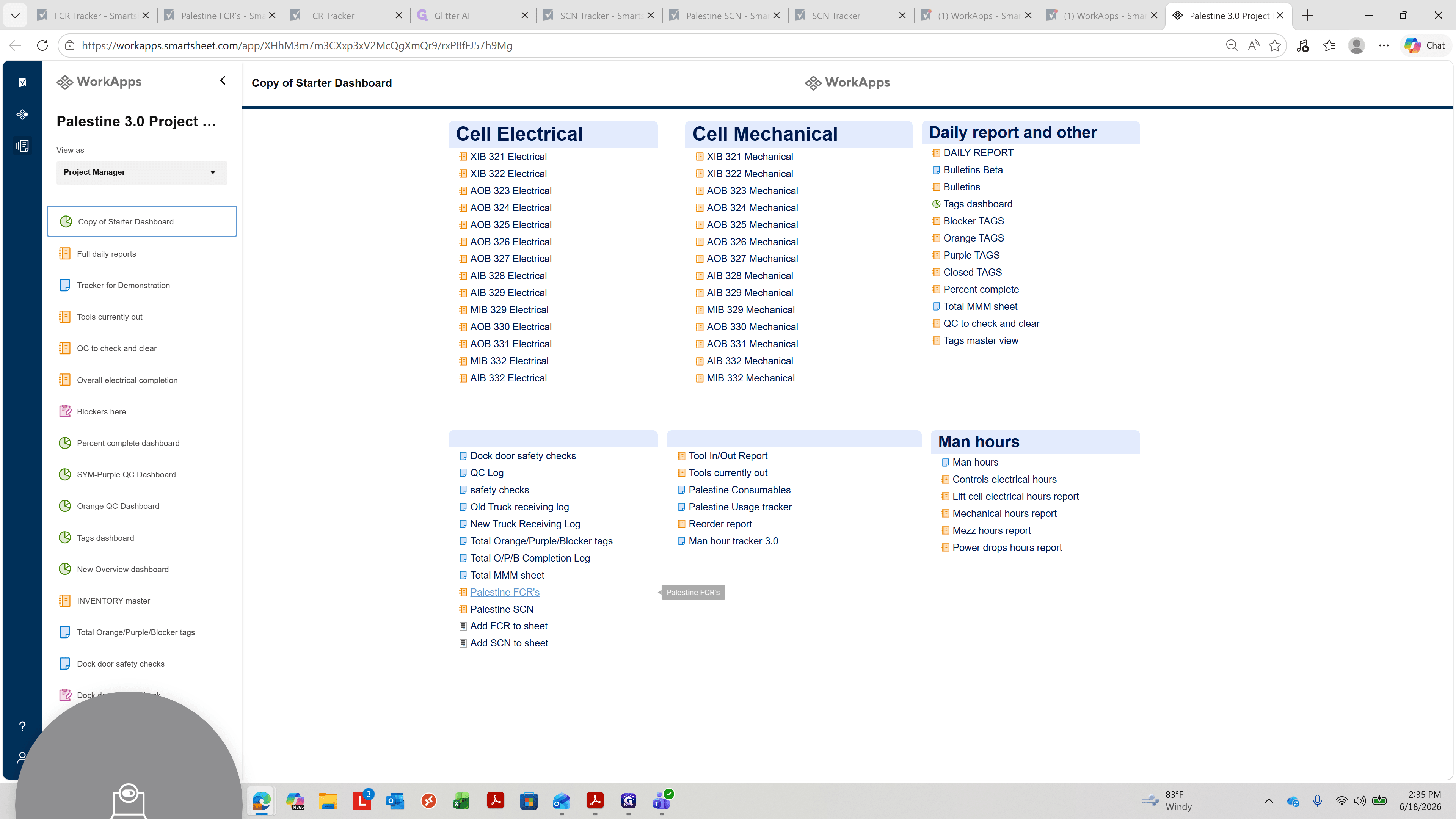 Step #11: Back on the dashboard, click the FCR link for your location (e.g., Palestine FCR's) to view the updated list. This sheet may take a moment to load due to data size.