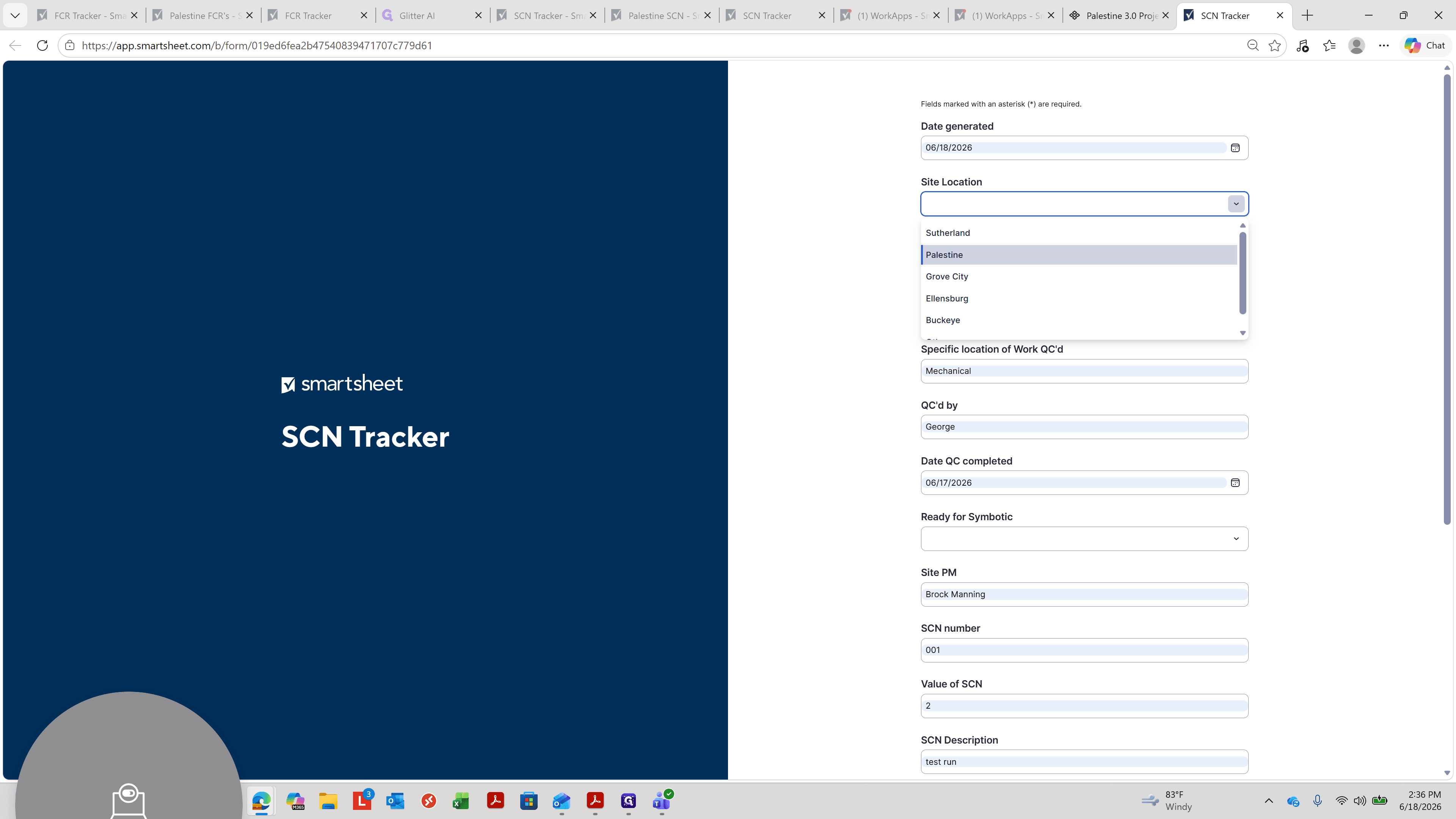 Step #14: Open the Site Location dropdown and select the site.