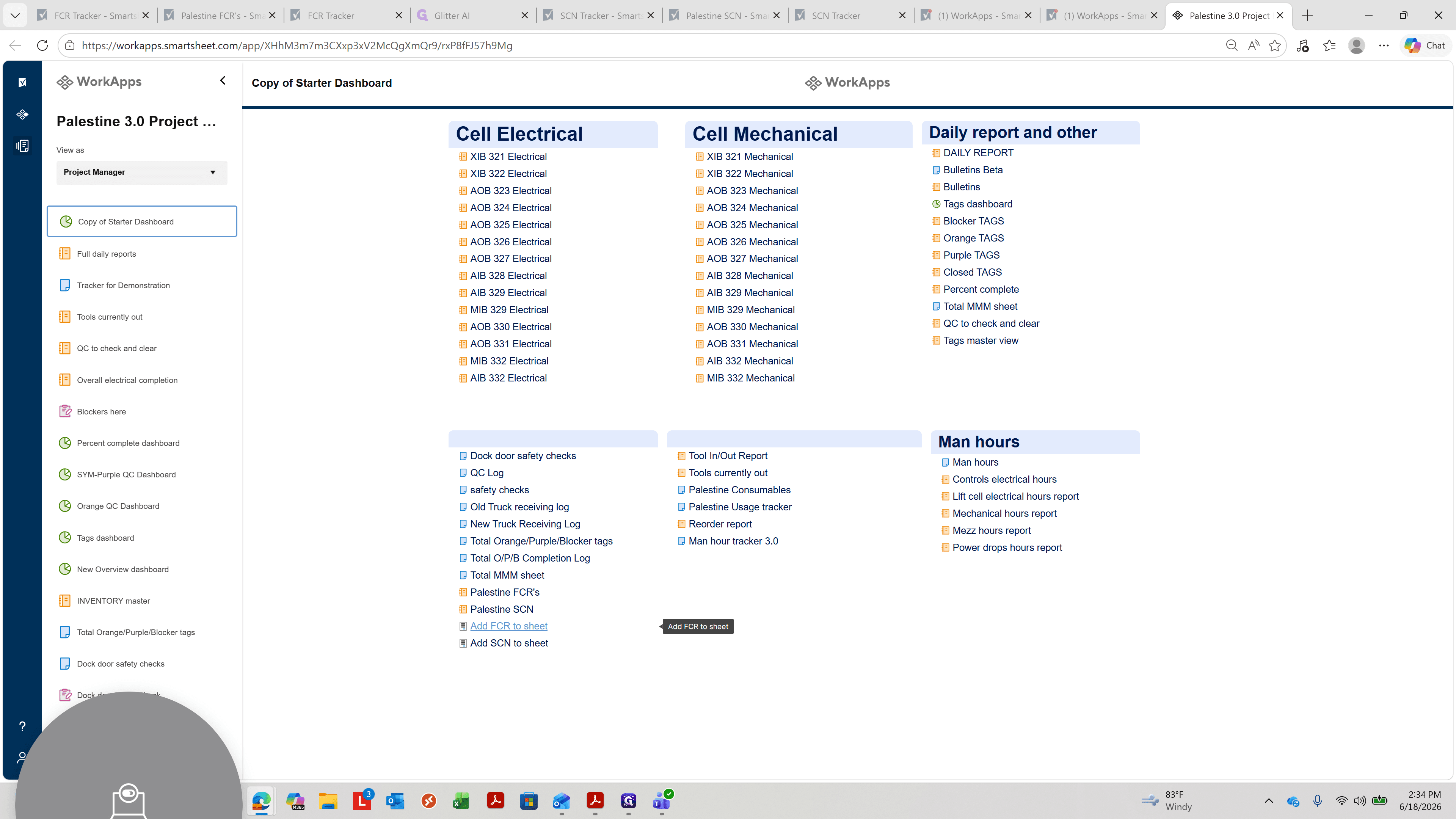 Step #1: Click Add FCR to sheet on the project dashboard.