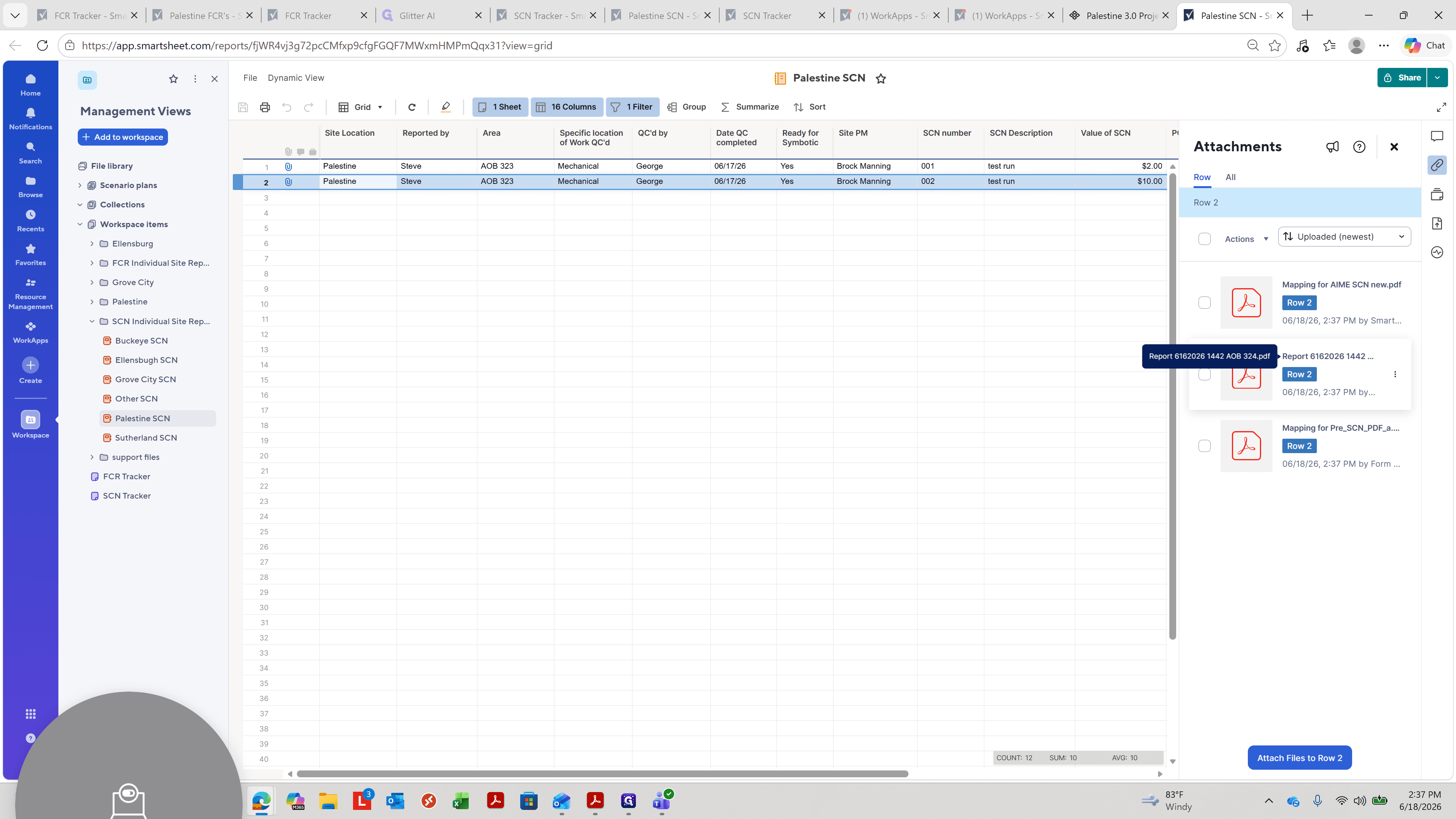 Step #25: Click on the attached files to preview your submitted documents directly within Smartsheet.