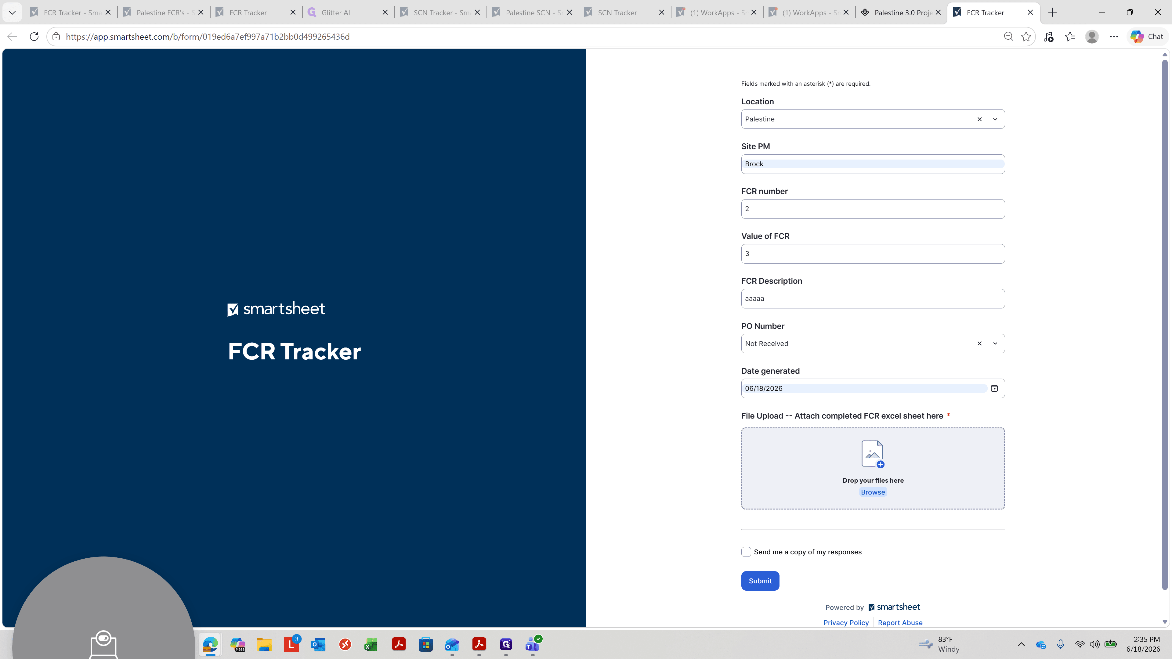 Step #7: Click Browse in the file upload section to attach your corresponding FCR Excel sheet.