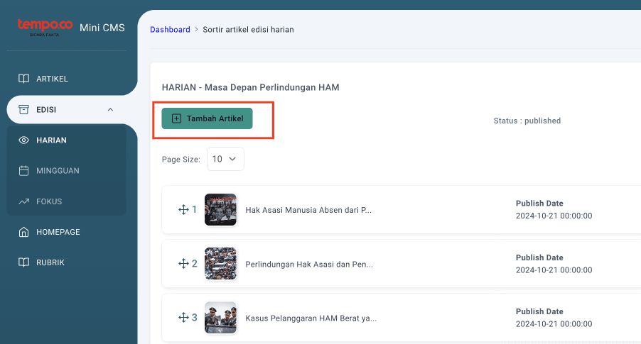 Step #8: Kemudian klik button 'Tambah Artikel'