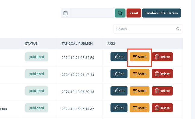 Step #7: Pilih Edisi Harian yang sebelumnya telah dibuat, lalu klik di sini