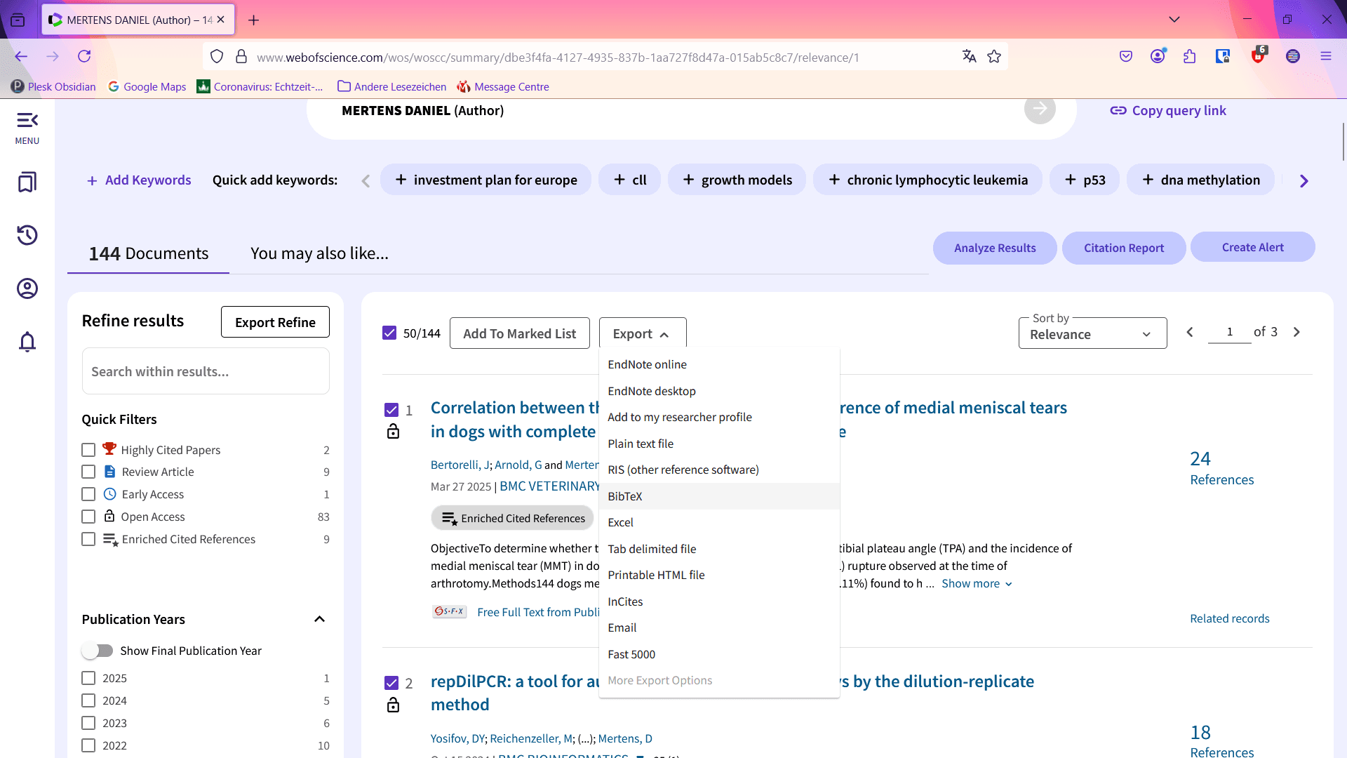 Step #9: Click on "BibTeX"