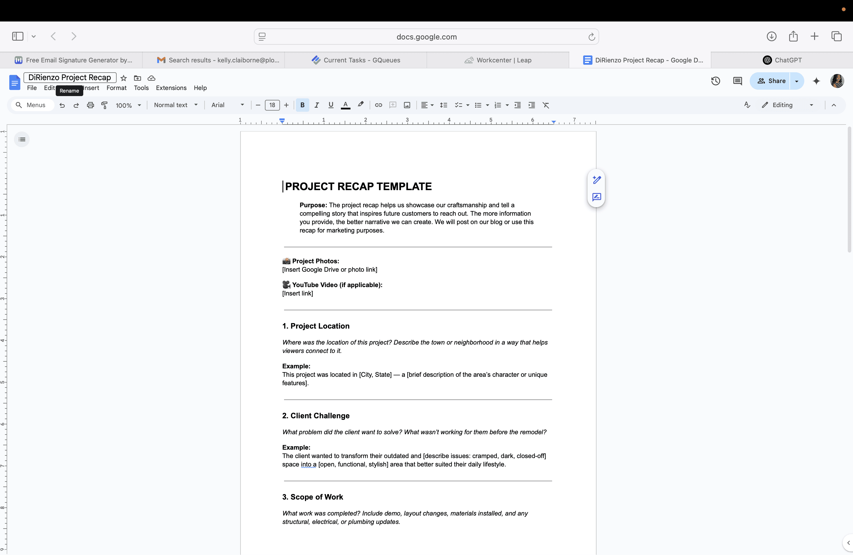 Step #12: Click on "DiRienzo Project Recap ☆"