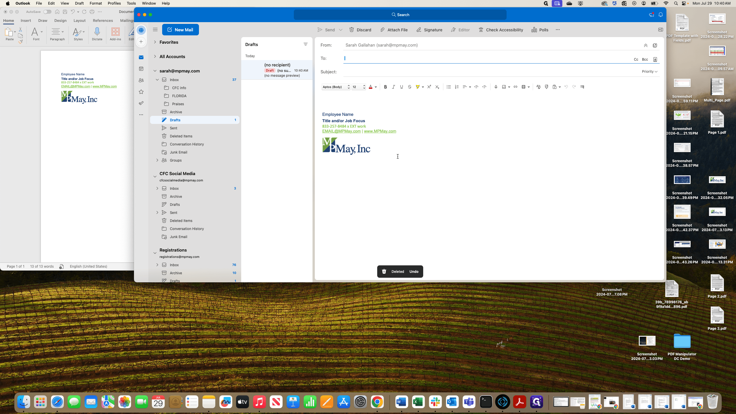 Step #13: Your new email signature should pop up in the new mail message.