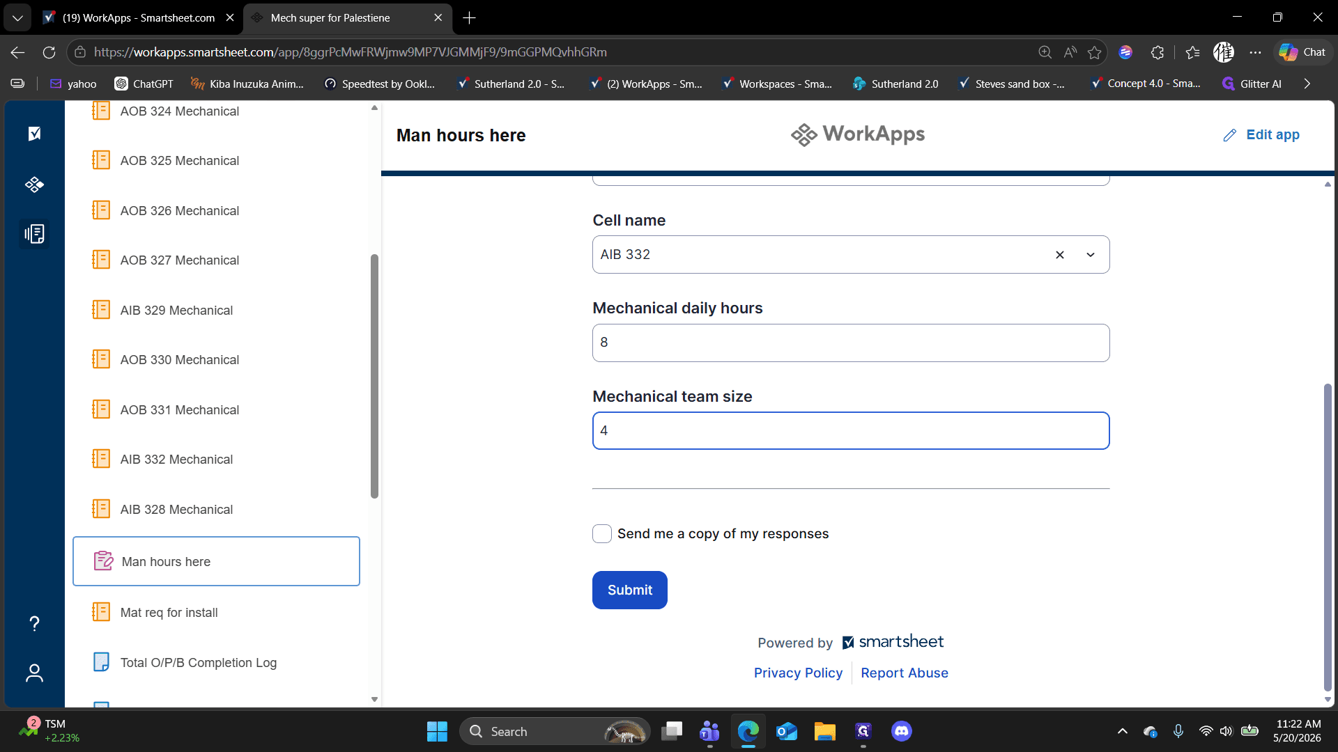 Step #14: Click Submit to finalize and send your daily report.